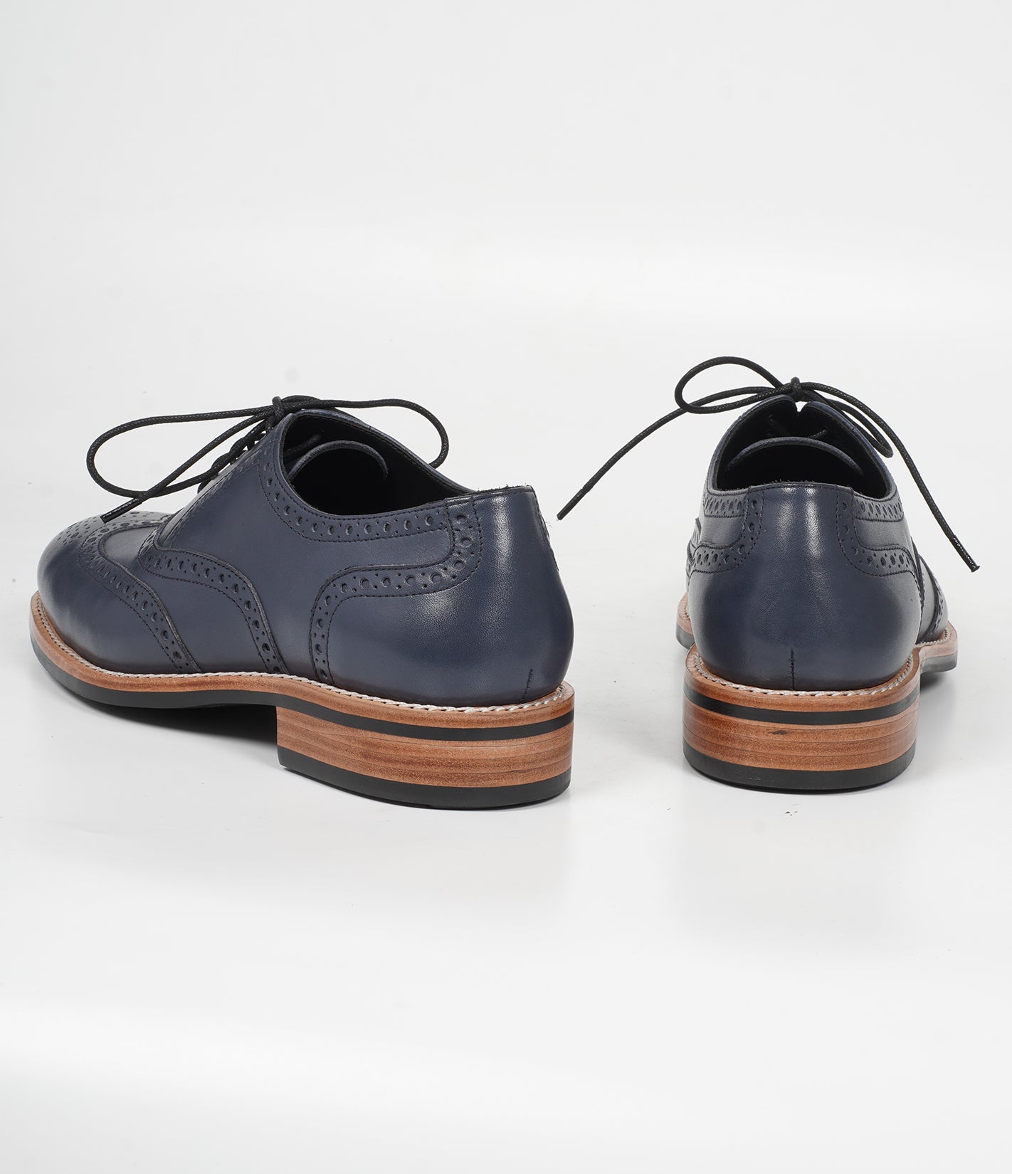 Hand Welted Navy Wingtip Oxfords