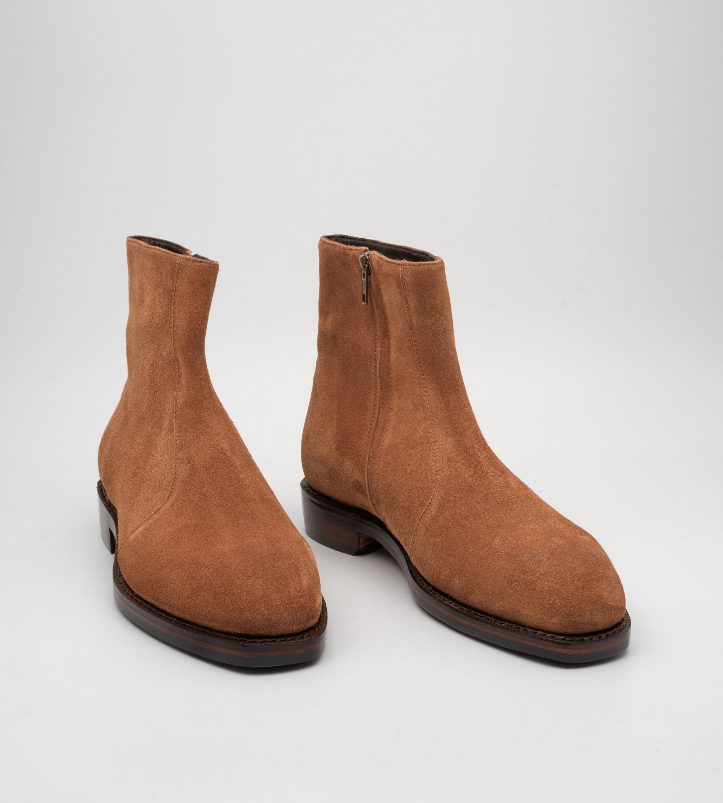 Goodyear Welted Tan Suede Zipper Chelsea Boot