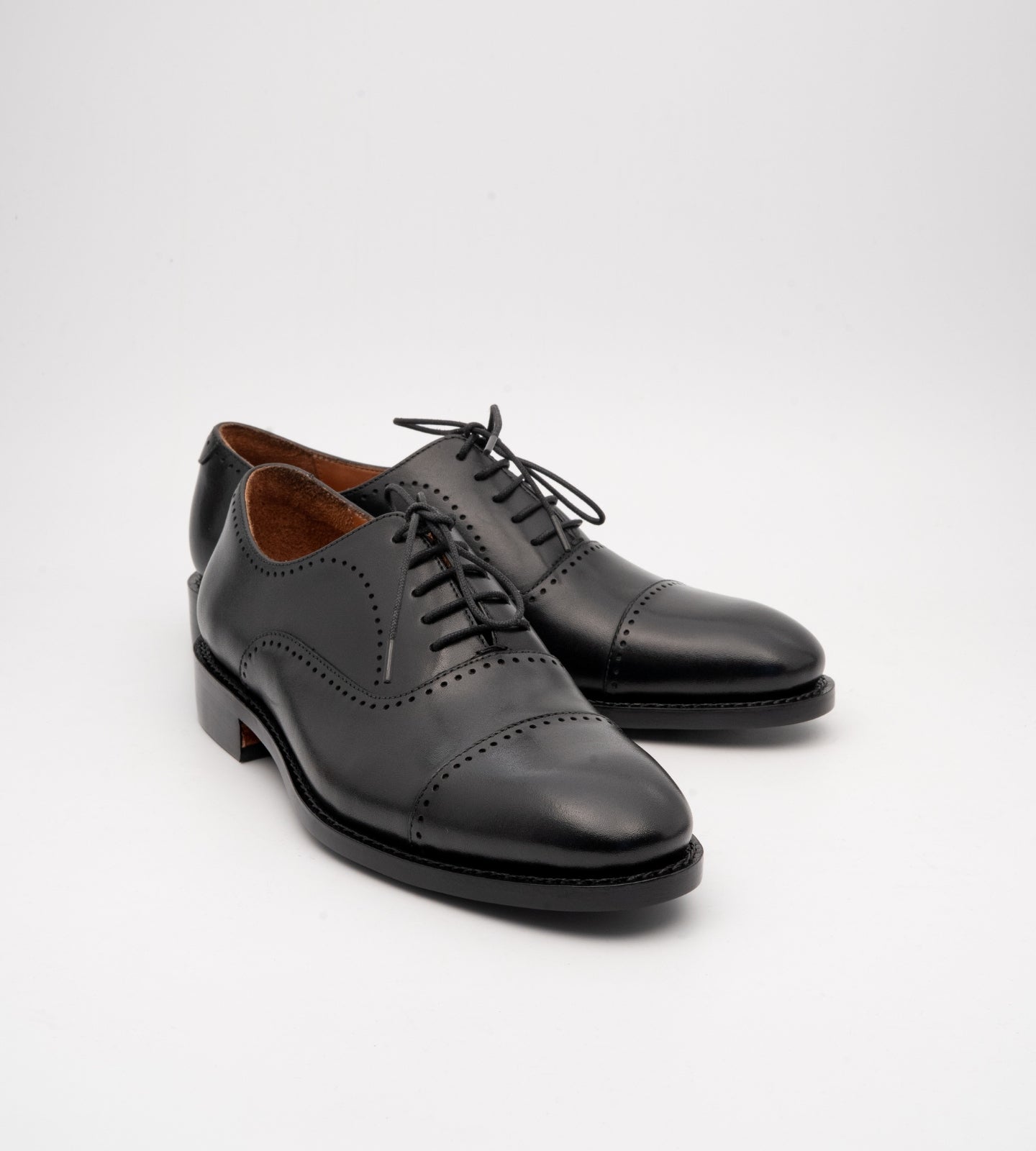 Goodyear Welted Black Punch Captoe Oxford