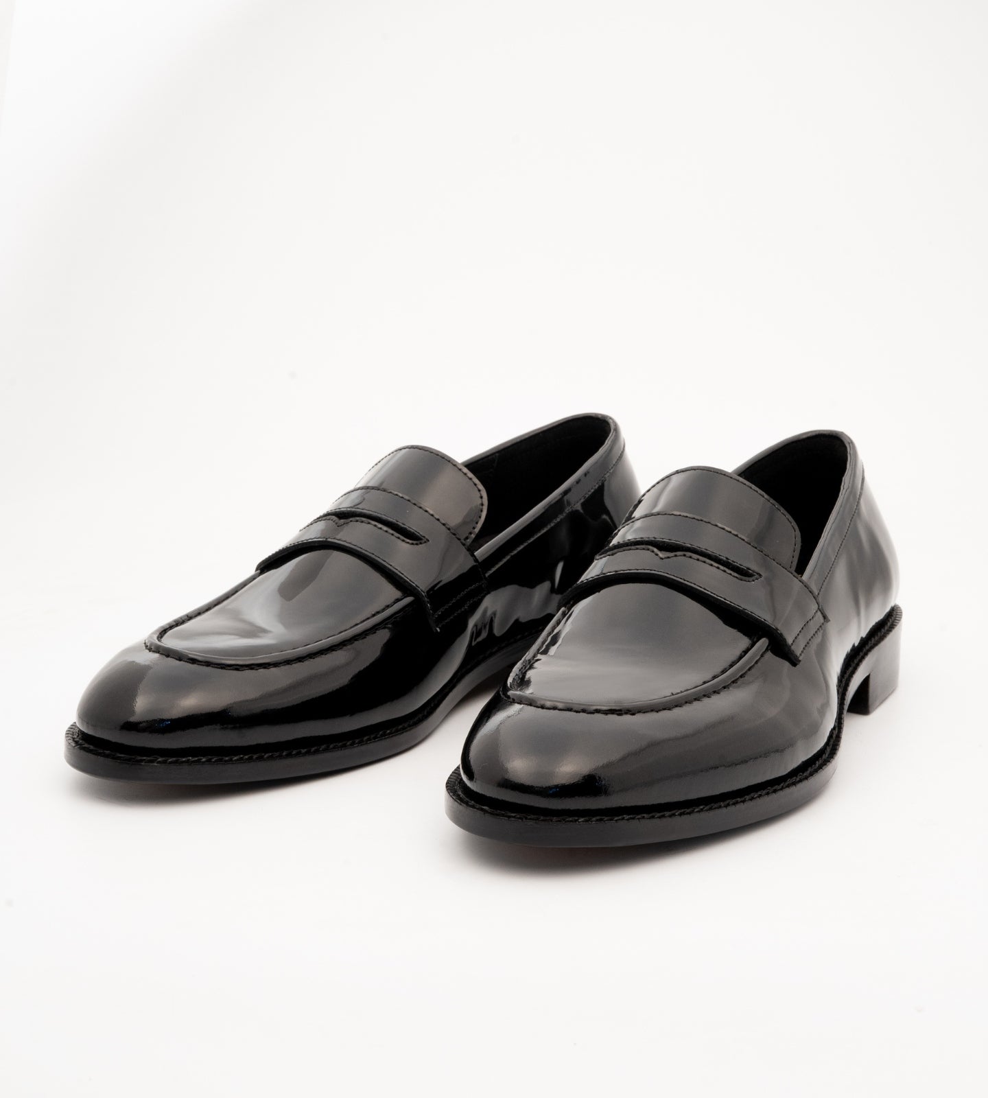 Goodyear Welted Classic Black Patent Penny Loafers