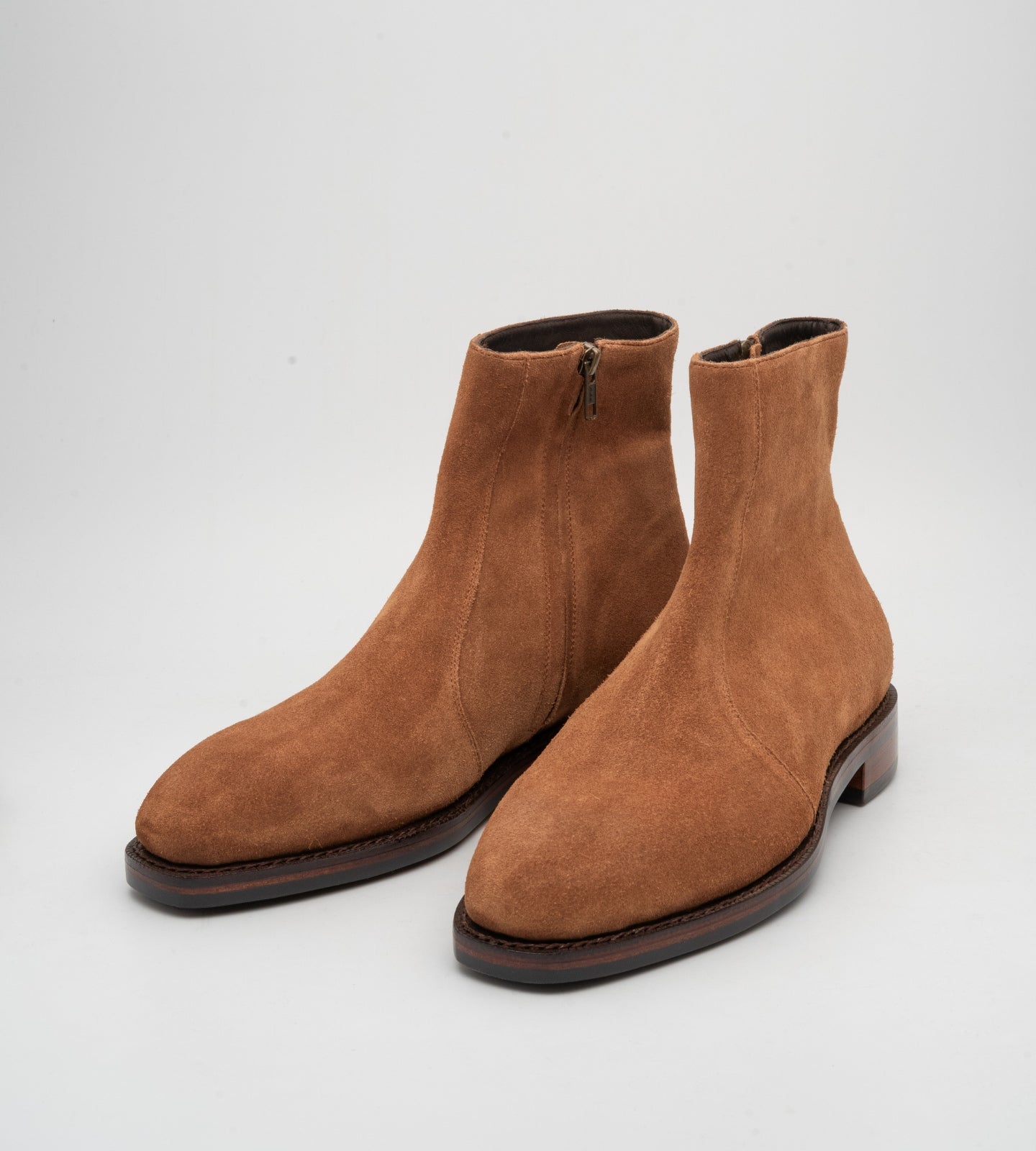 Goodyear Welted Tan Suede Zipper Chelsea Boot