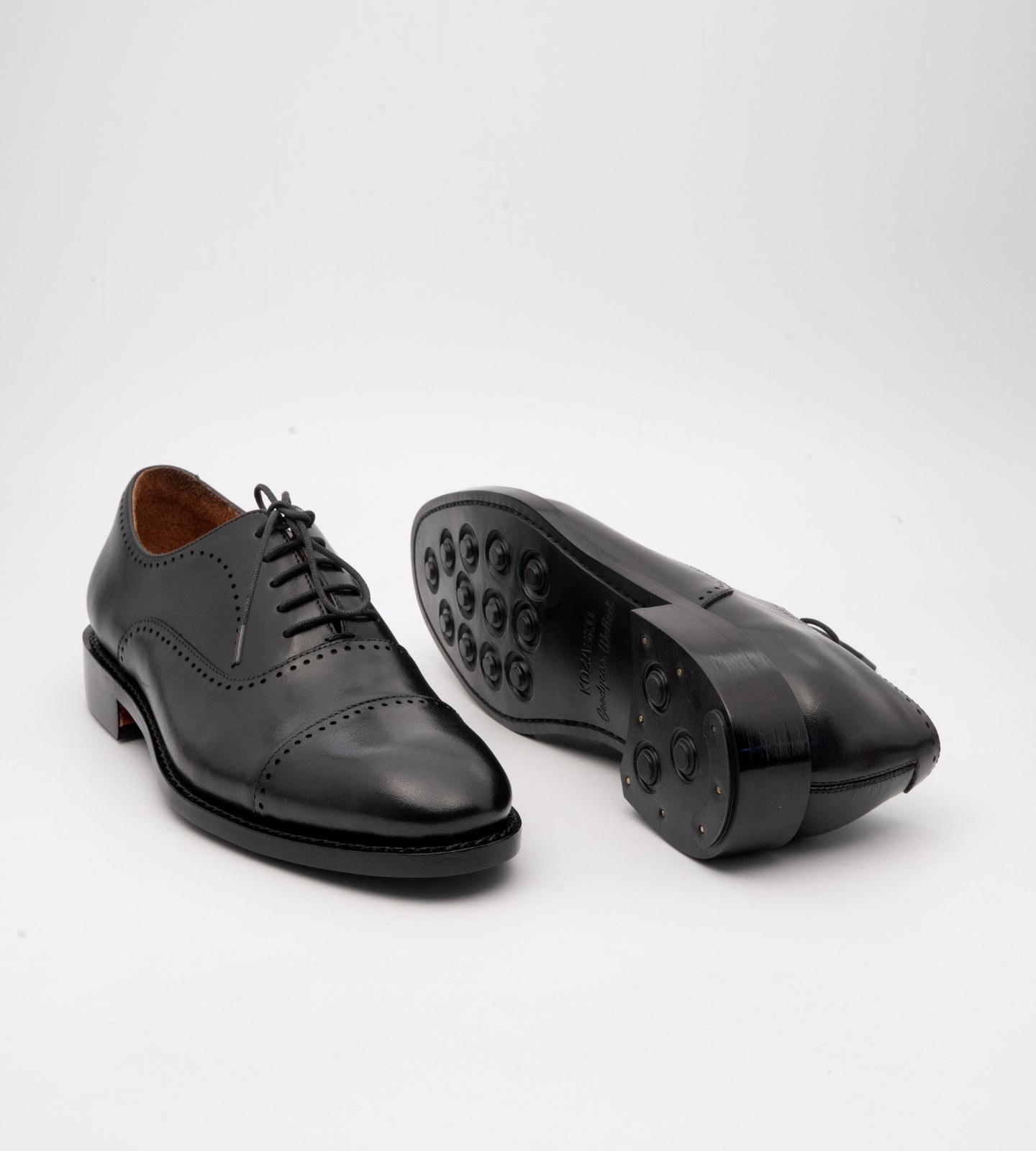 Goodyear Welted Black Punch Captoe Oxford