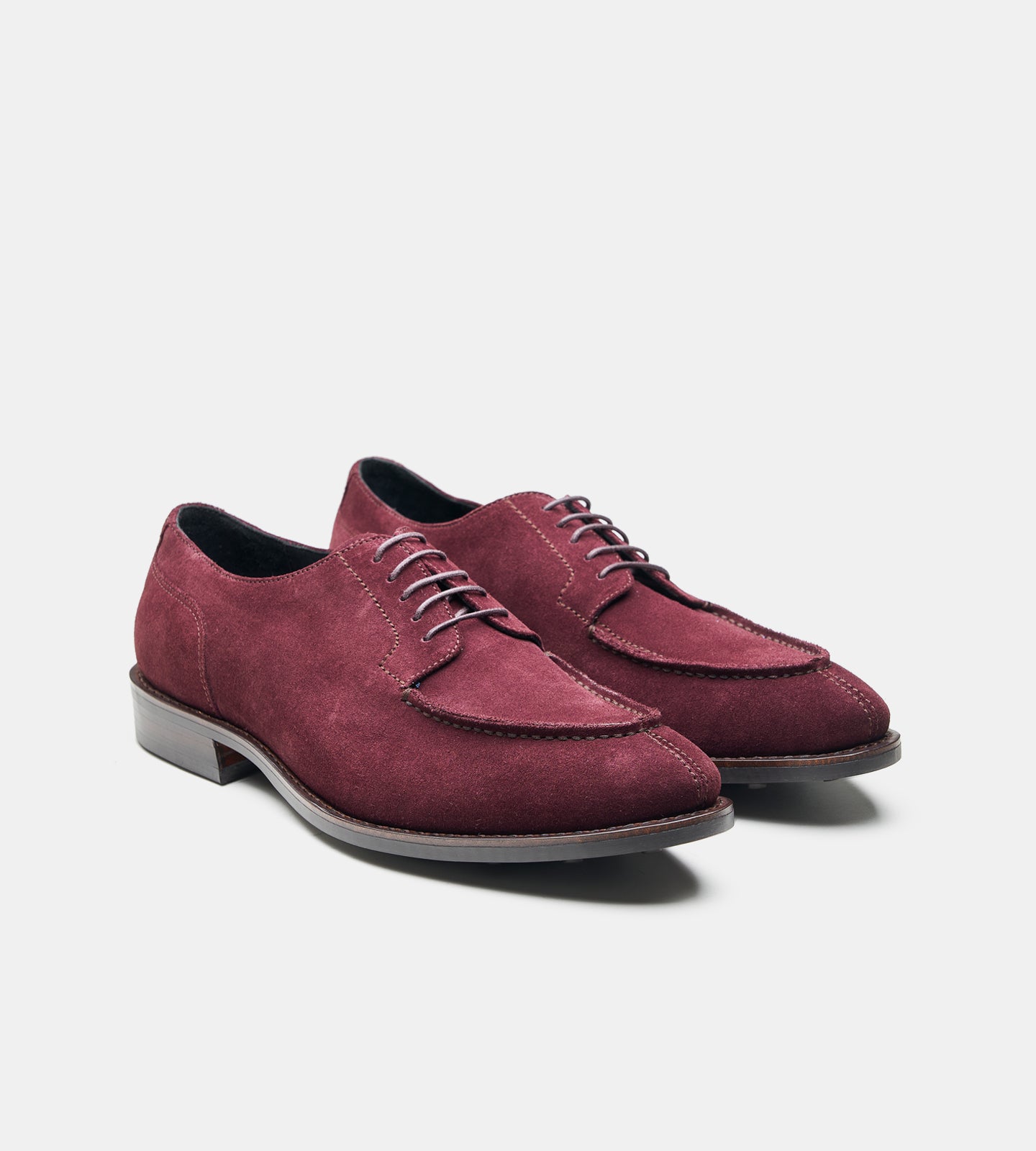 Goodyear Welted Burgundy Suede Split Toe Derby