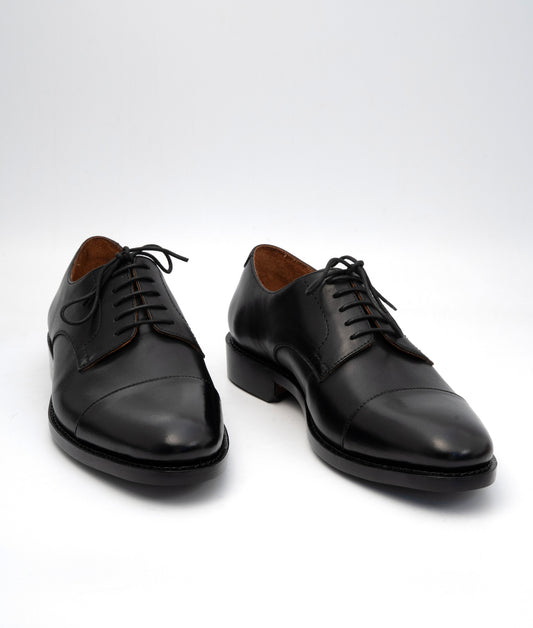 Hand Welted Classsic Black Captoe Derby