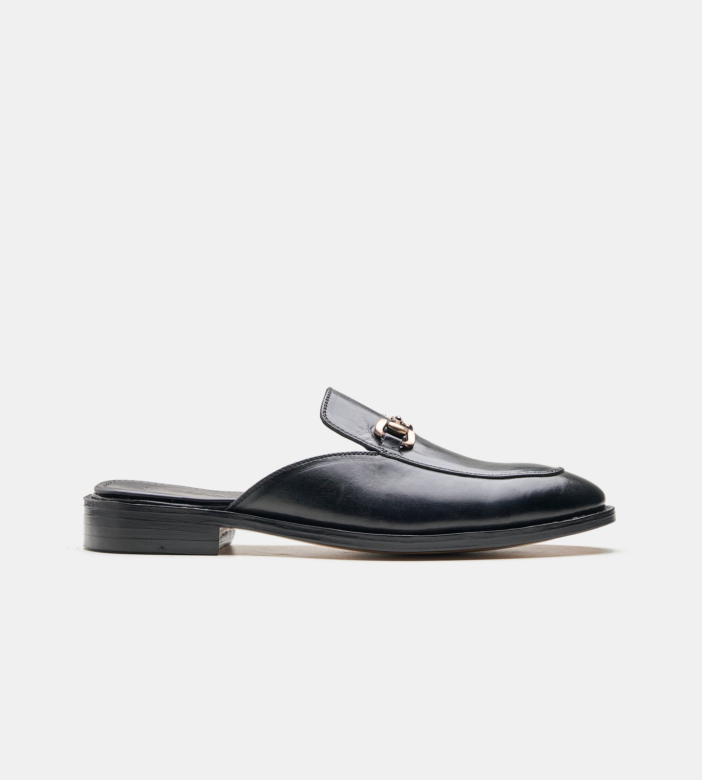 Goodyear Welted Black Full Grain Horse Bit Mules