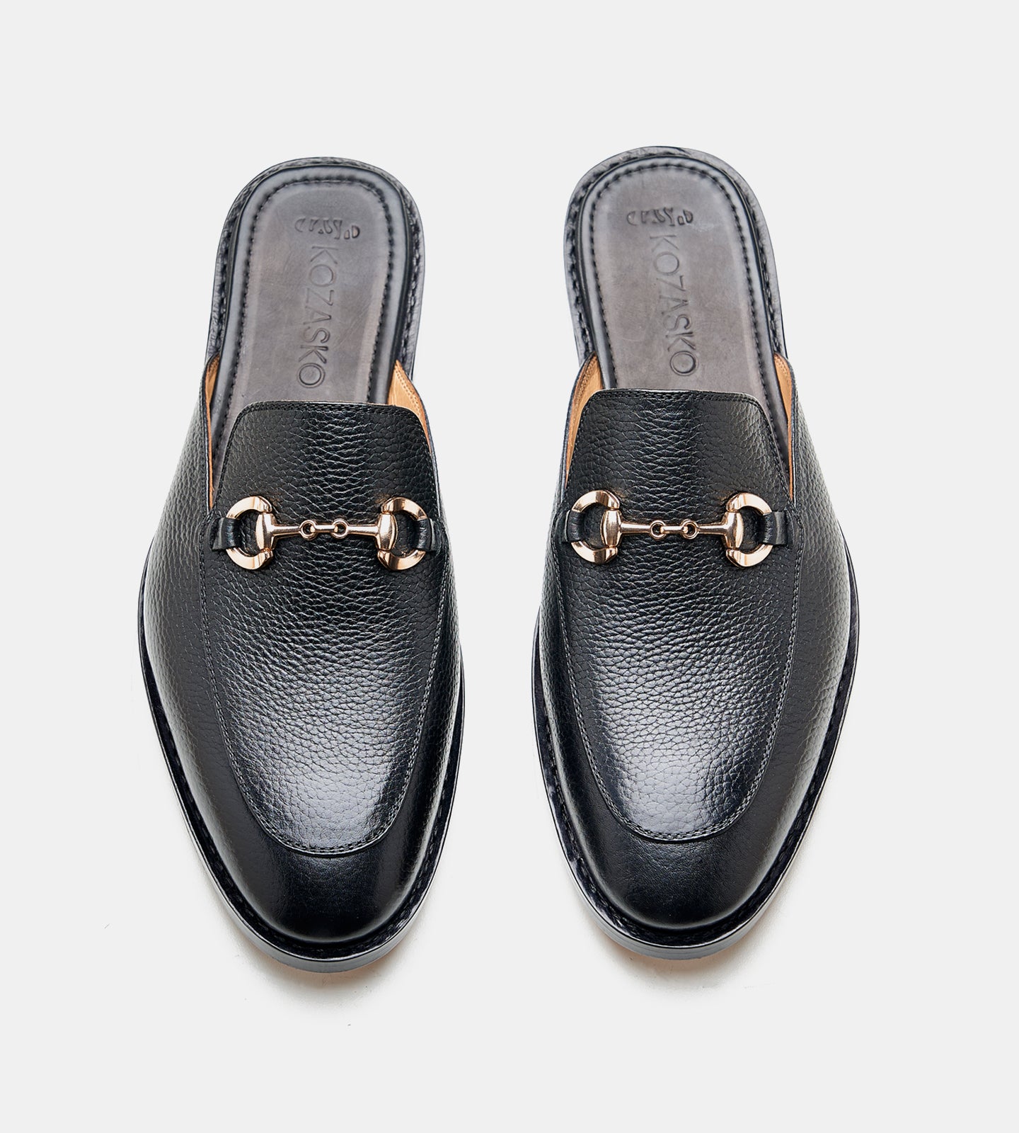 Goodyear Welted Black Milled Horse-bit Mules