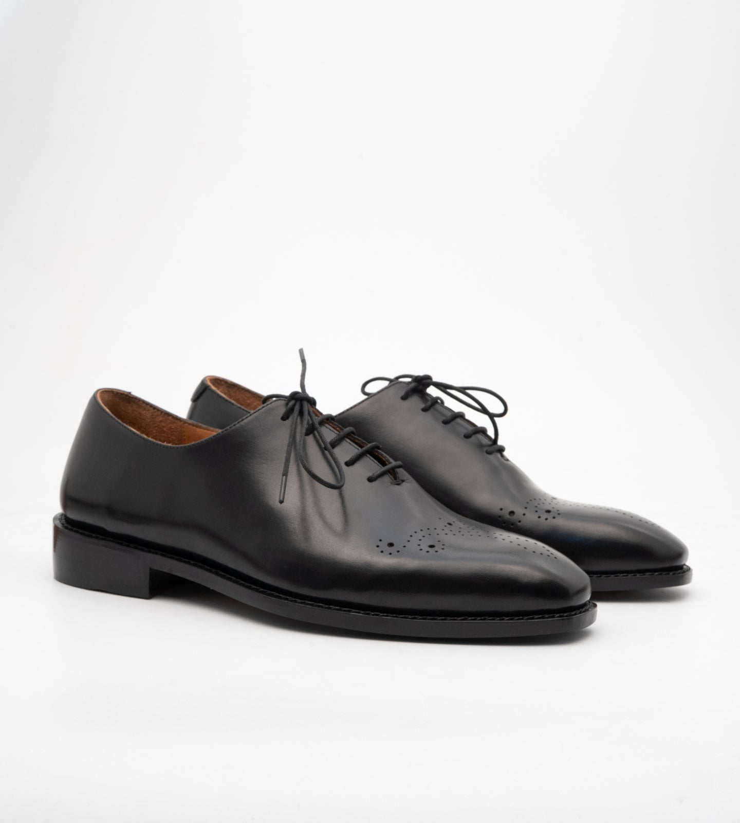 Goodyear Welted Chisel Toe Black Wholecut Oxfords