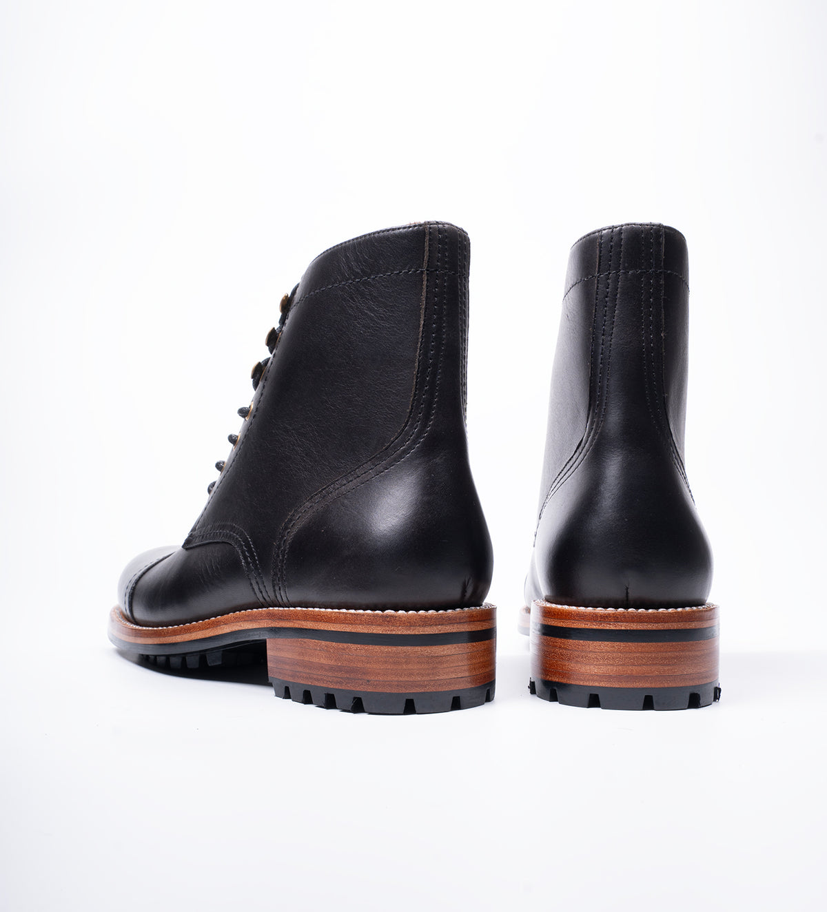 The Frontier - Hand Welted Black Full Grain Oil Pull up Leather Work Boot