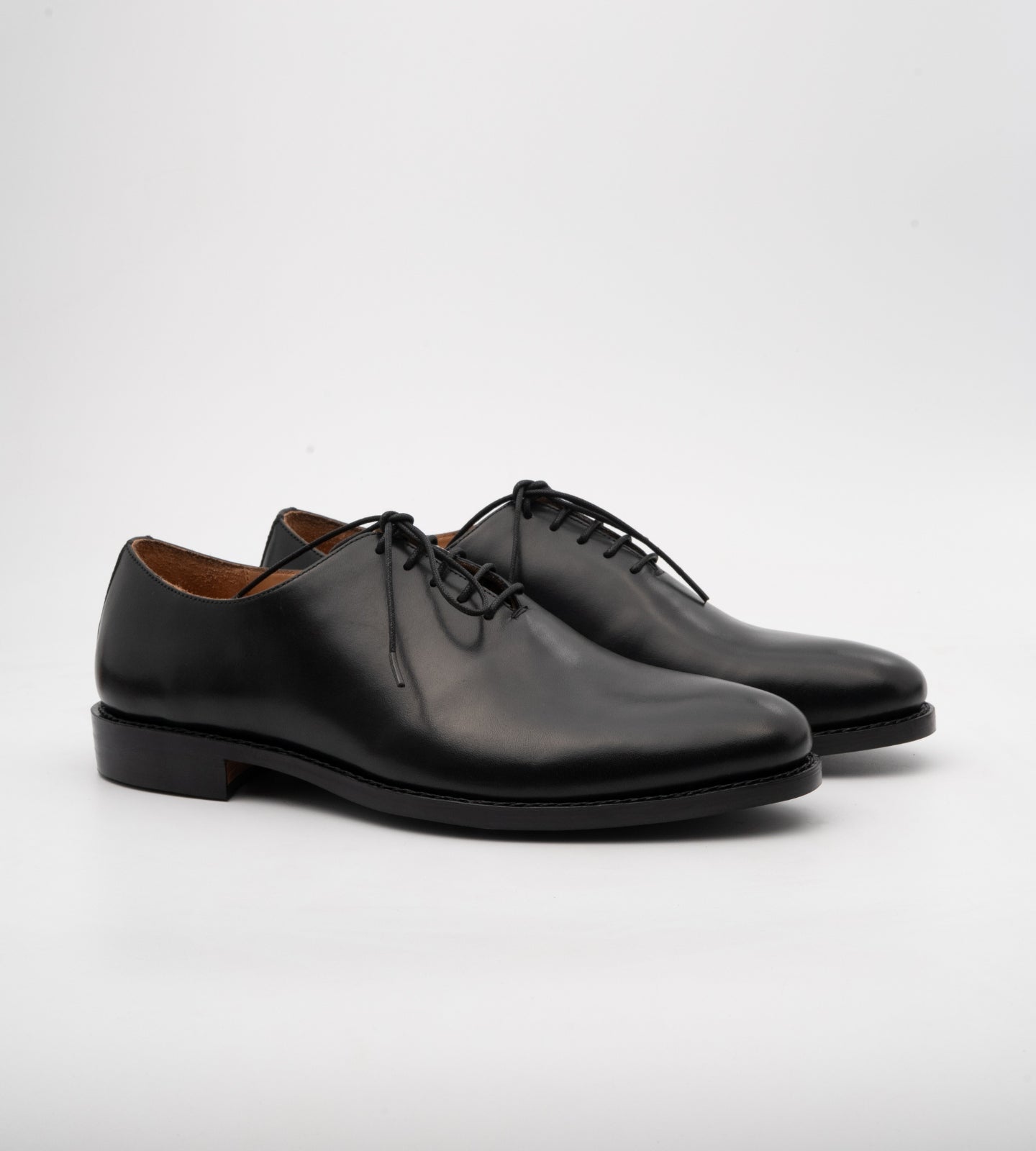 Goodyear Welted Almond Toe Black Wholecut Oxfords