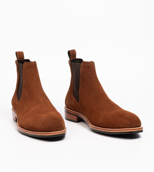 Goodyear Welted Caramel Suede Wholecut Chelsea Boot