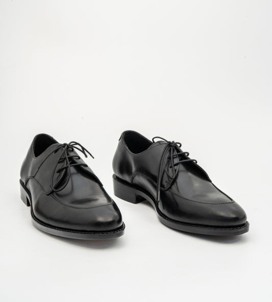 Goodyear Welted Black Apron Toe Derby