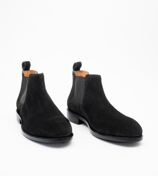 Handwelted Black Suede Chelsea Boot
