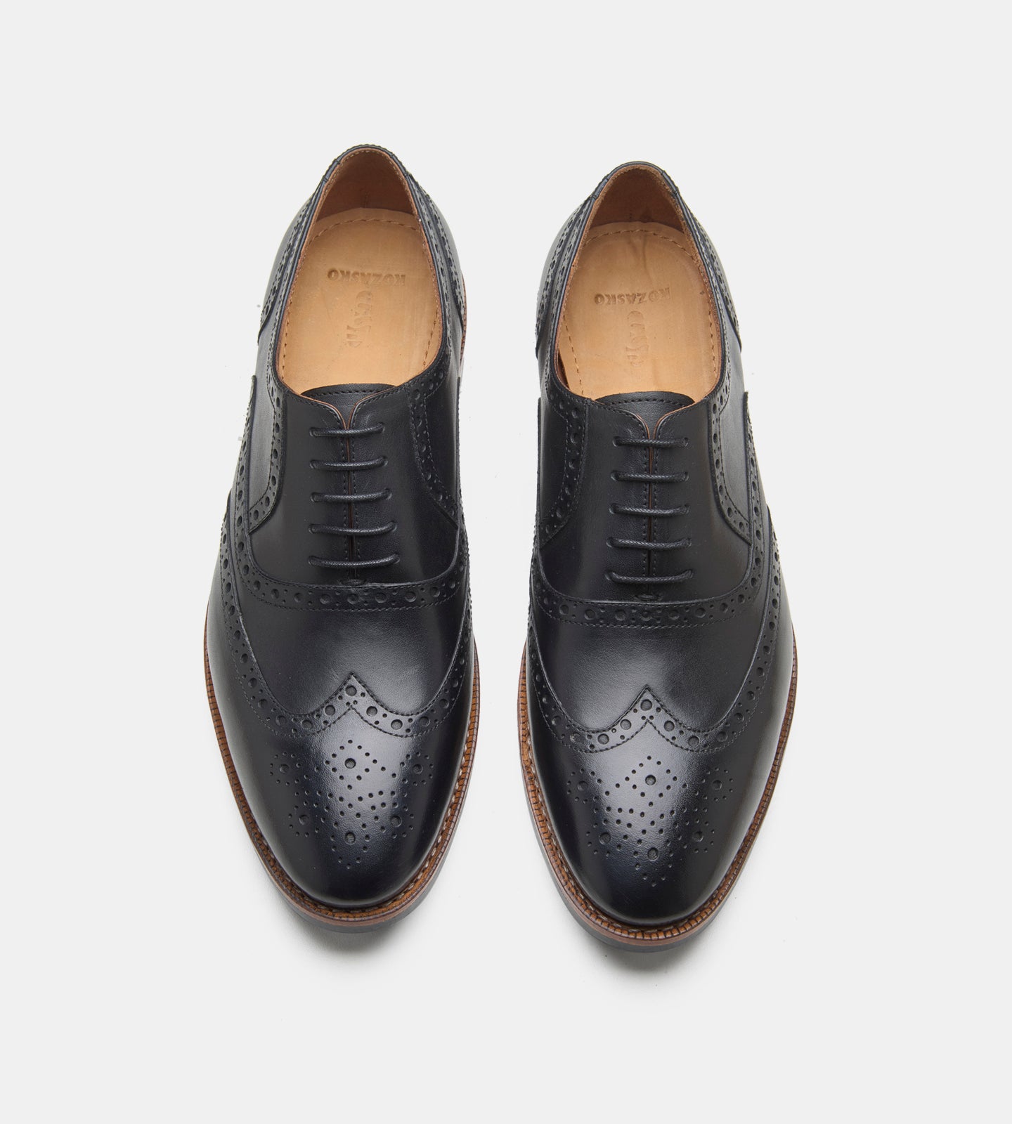 Goodyear Welted Black Leather Wingtip Oxfords