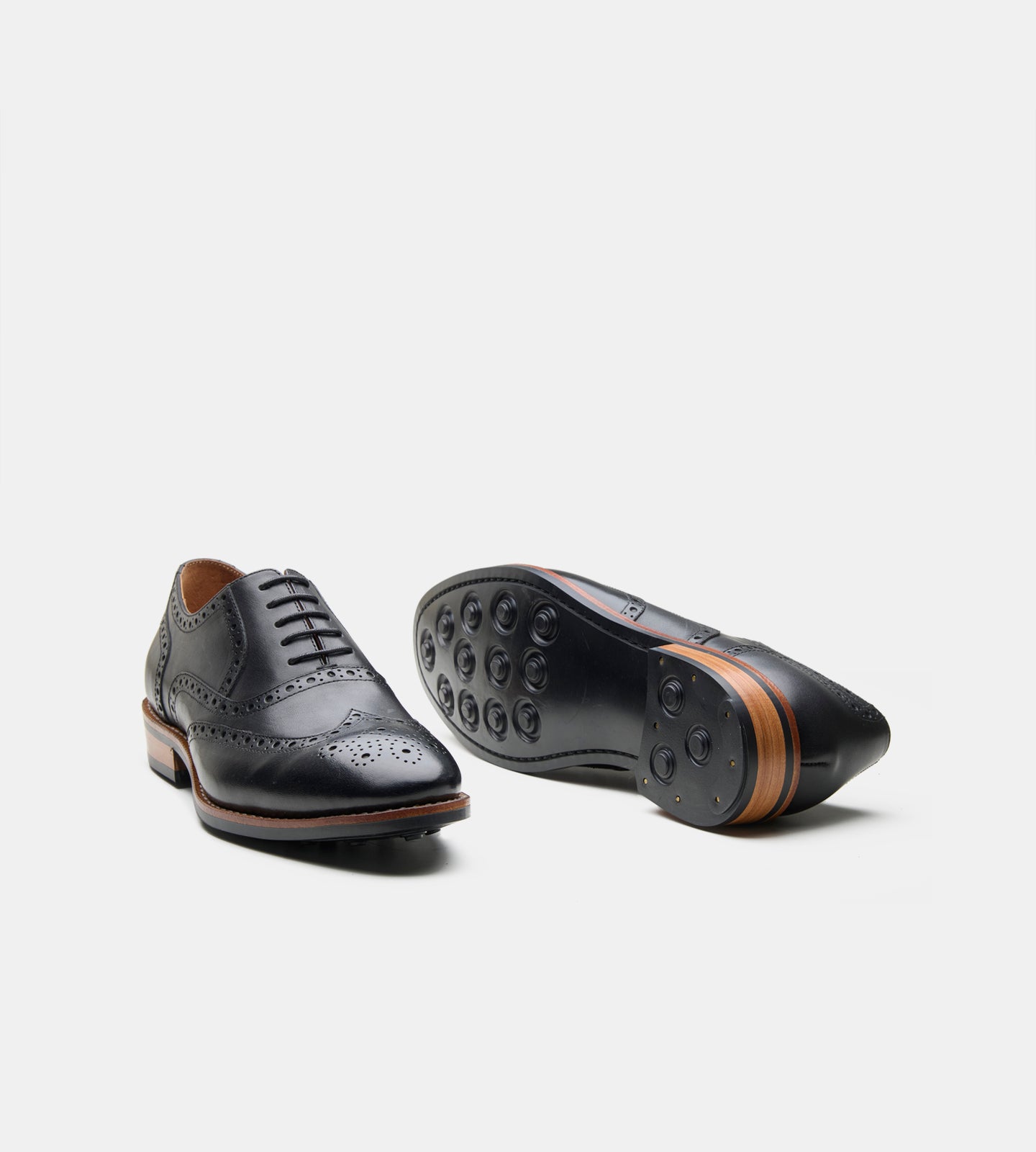Goodyear Welted Black Leather Wingtip Oxfords