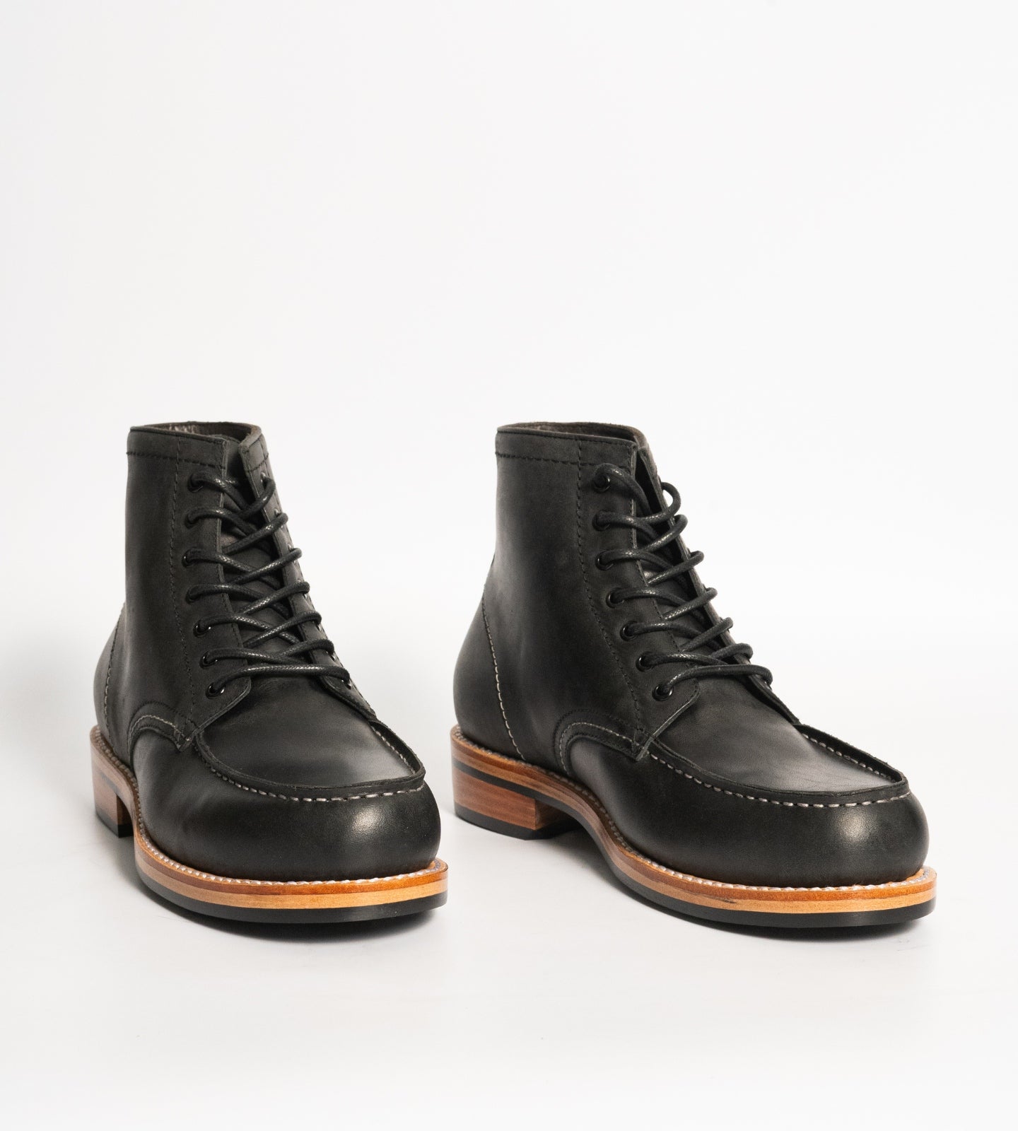Goodyear Welted Black Oiled Leather Moctoe Boot