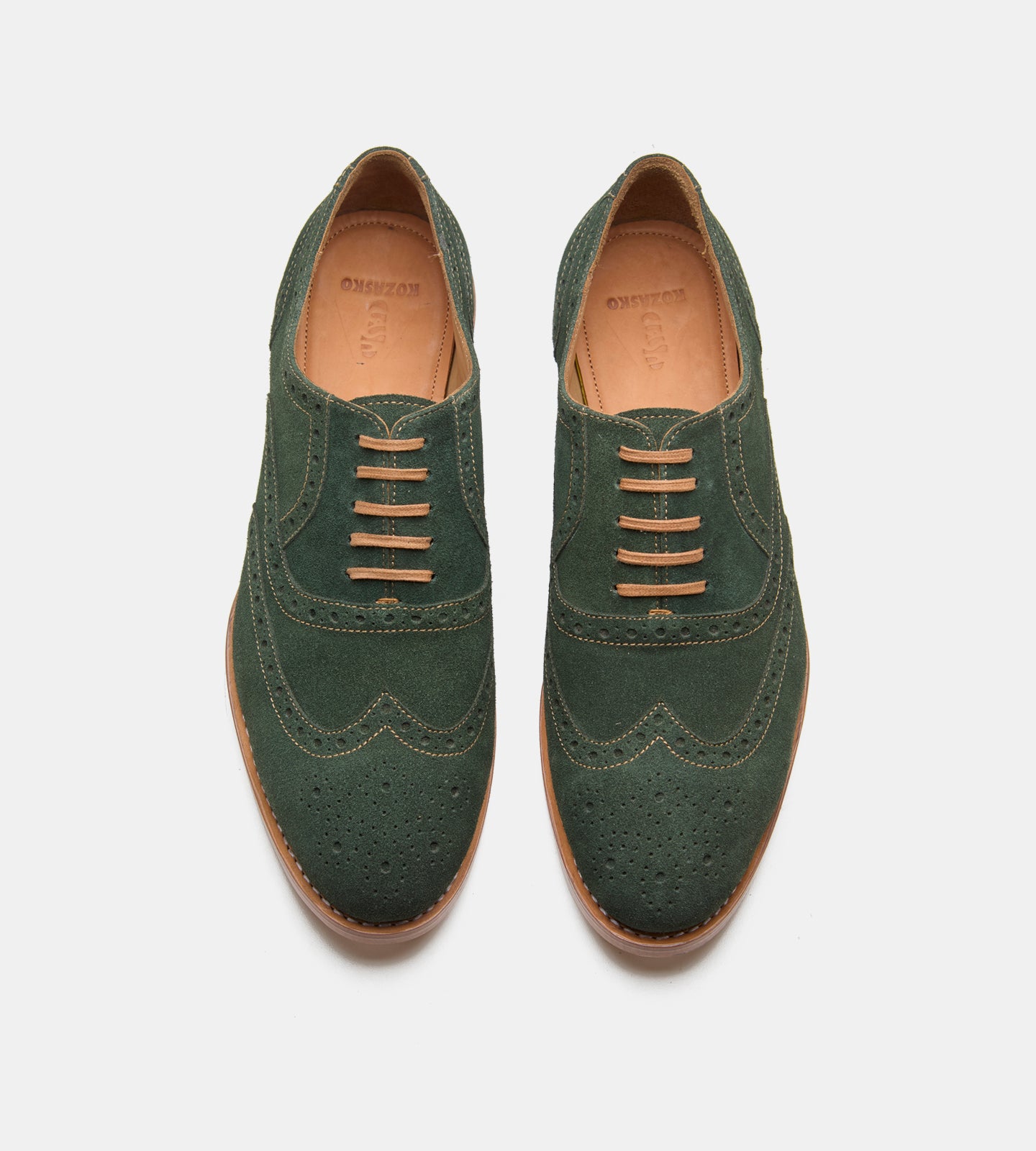 Goodyear Welted Olive Suede Wingtip Oxfords