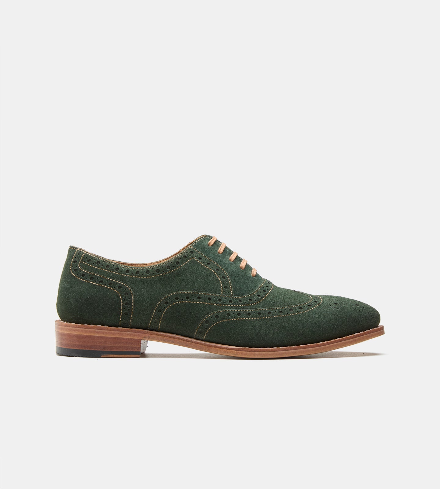 Goodyear Welted Olive Suede Wingtip Oxfords