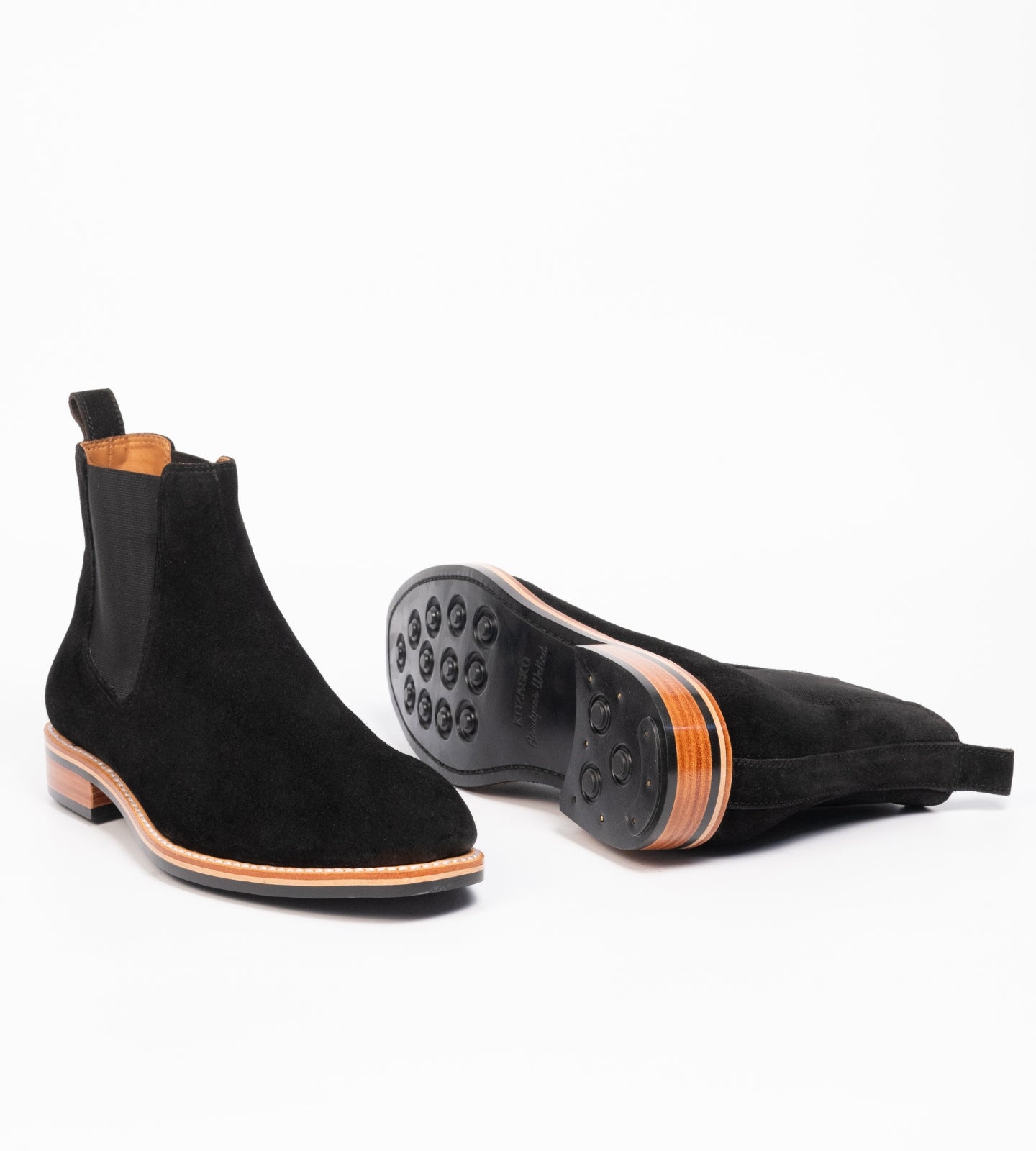 Goodyear Welted Black Suede Wholecut Chelsea Boot