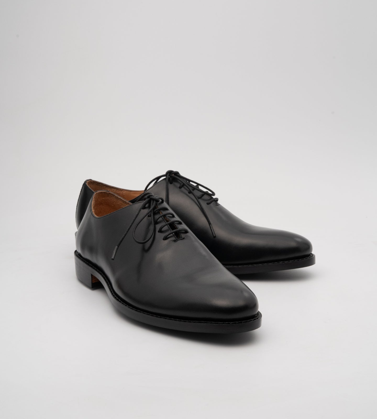 Goodyear Welted Almond Toe Black Wholecut Oxfords