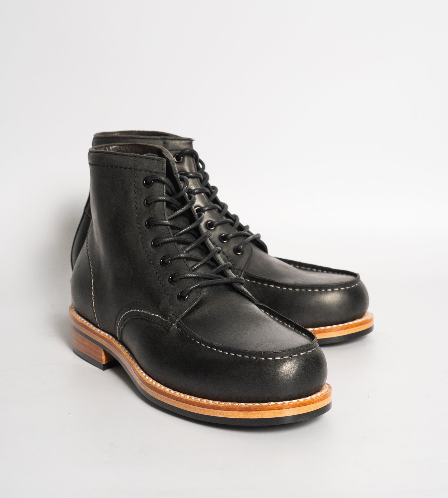 Goodyear Welted Black Oiled Leather Moctoe Boot