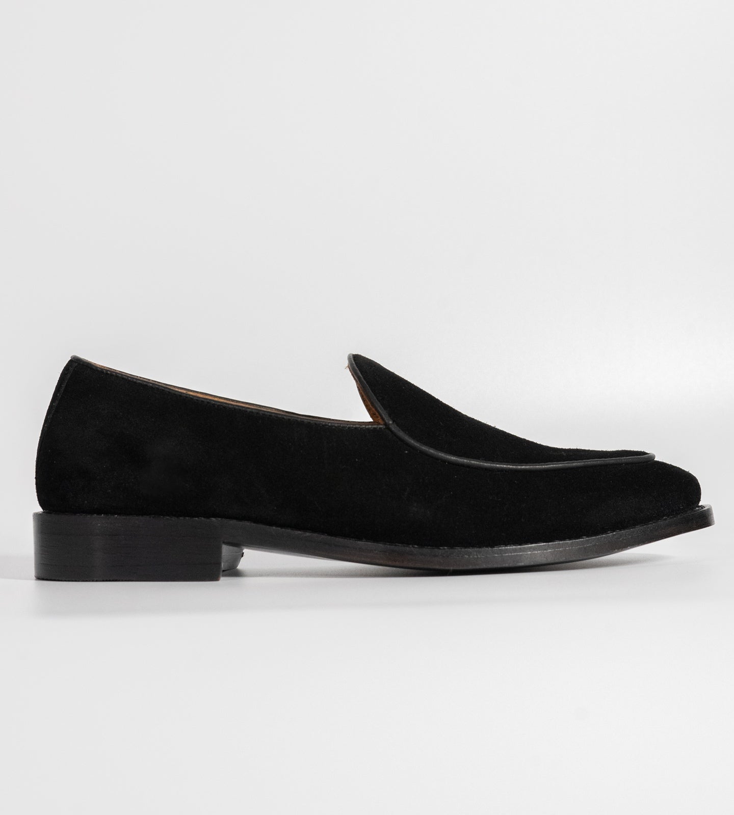 Goodyear Welted Black Suede Belgian Loafer