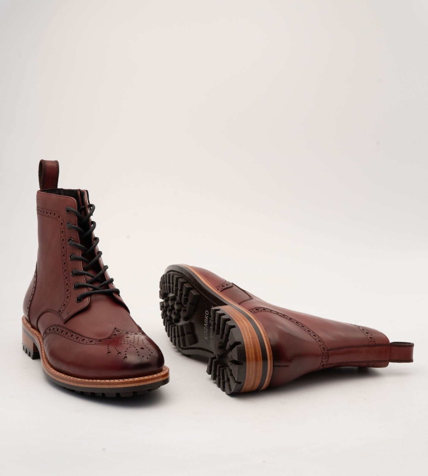 Goodyear Welted Burgundy Brogue Zipper Boot