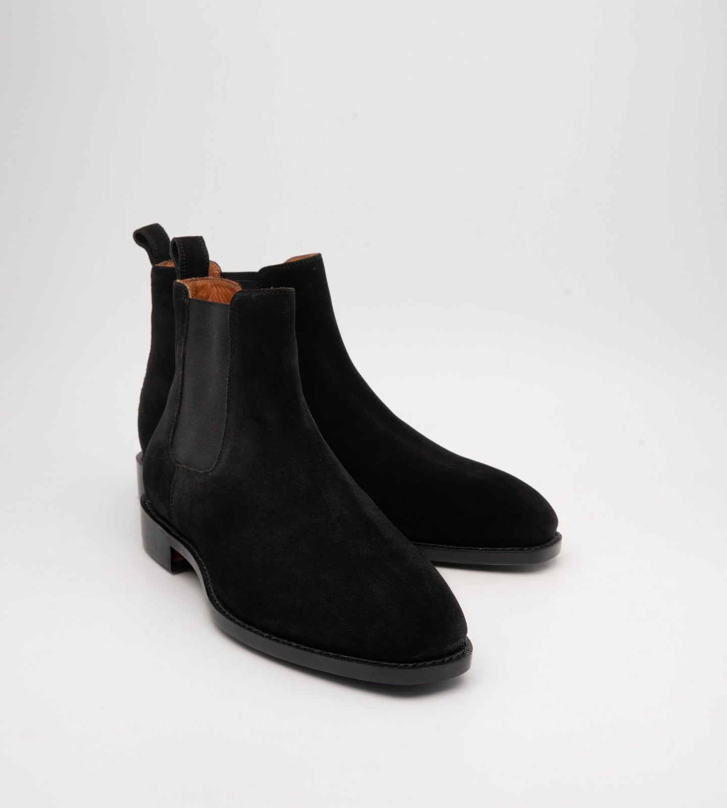 Hand Welted Black Suede Chisel Toe Chelsea Boots