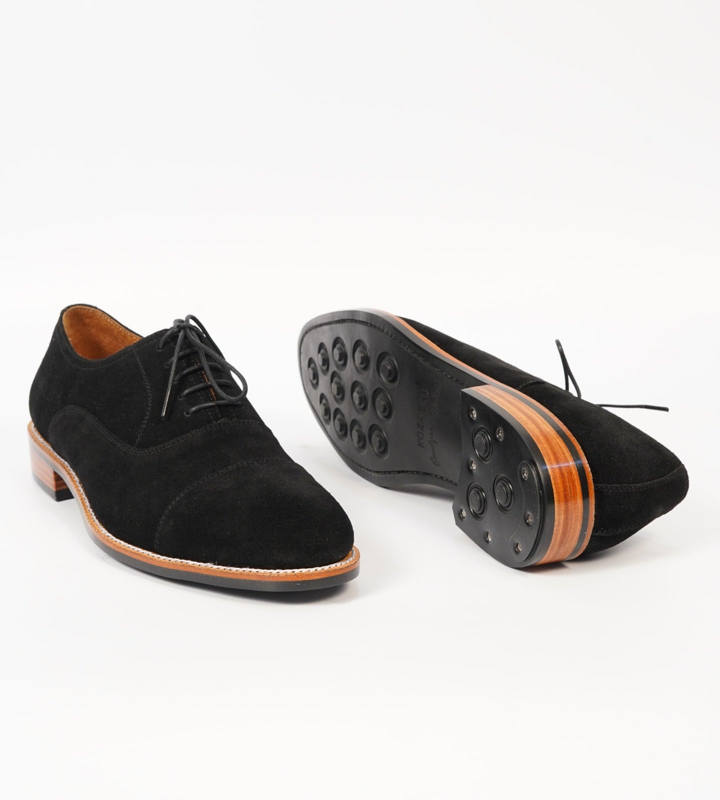 Classic Goodyear Welted Black Suede Captoe Oxfords
