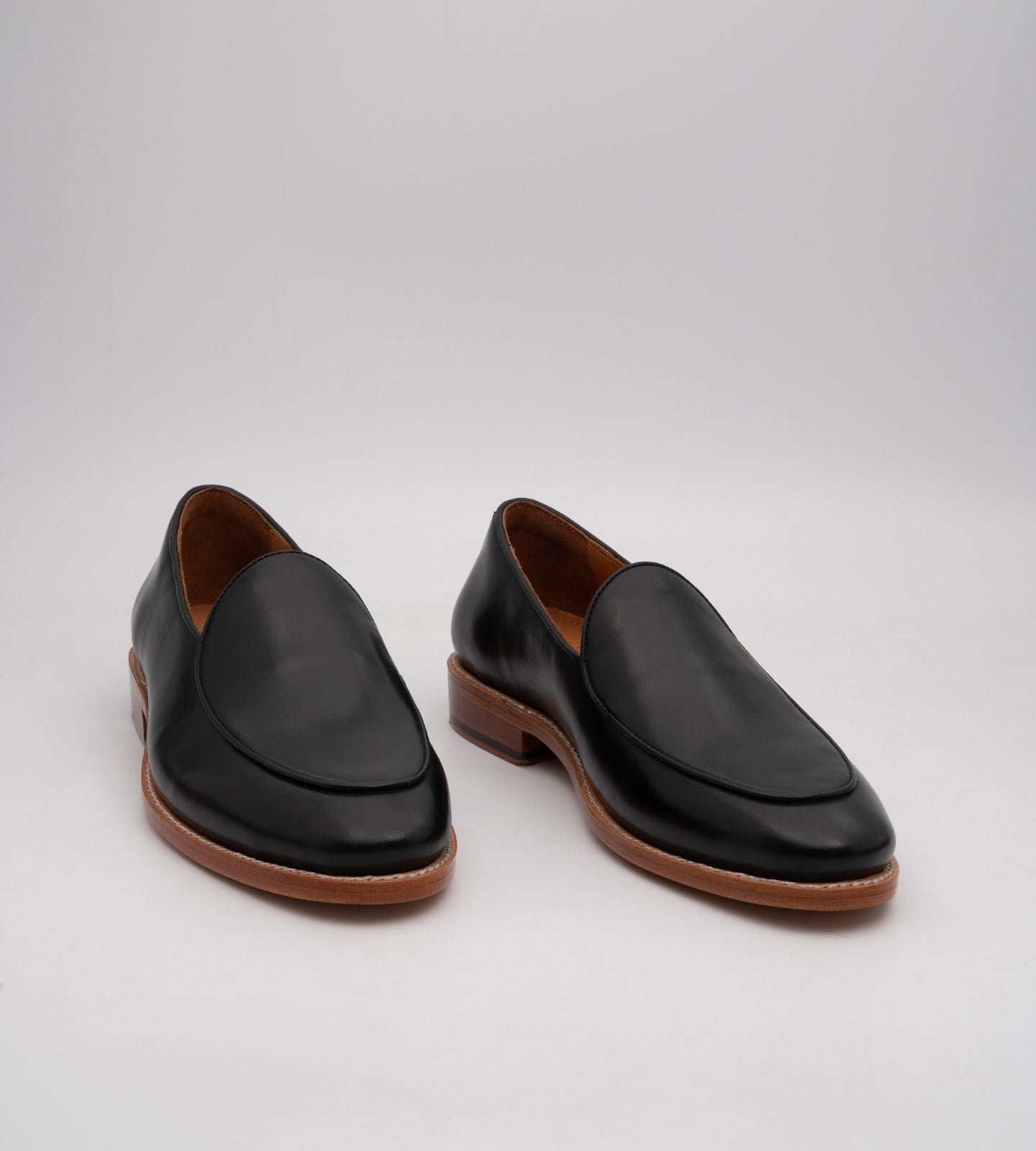 Hand-Welted Black Belgian Slip-Ons