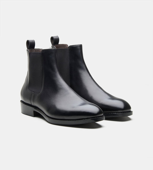 Hand Welted Classic Chisel Toe Black Chelsea Boots