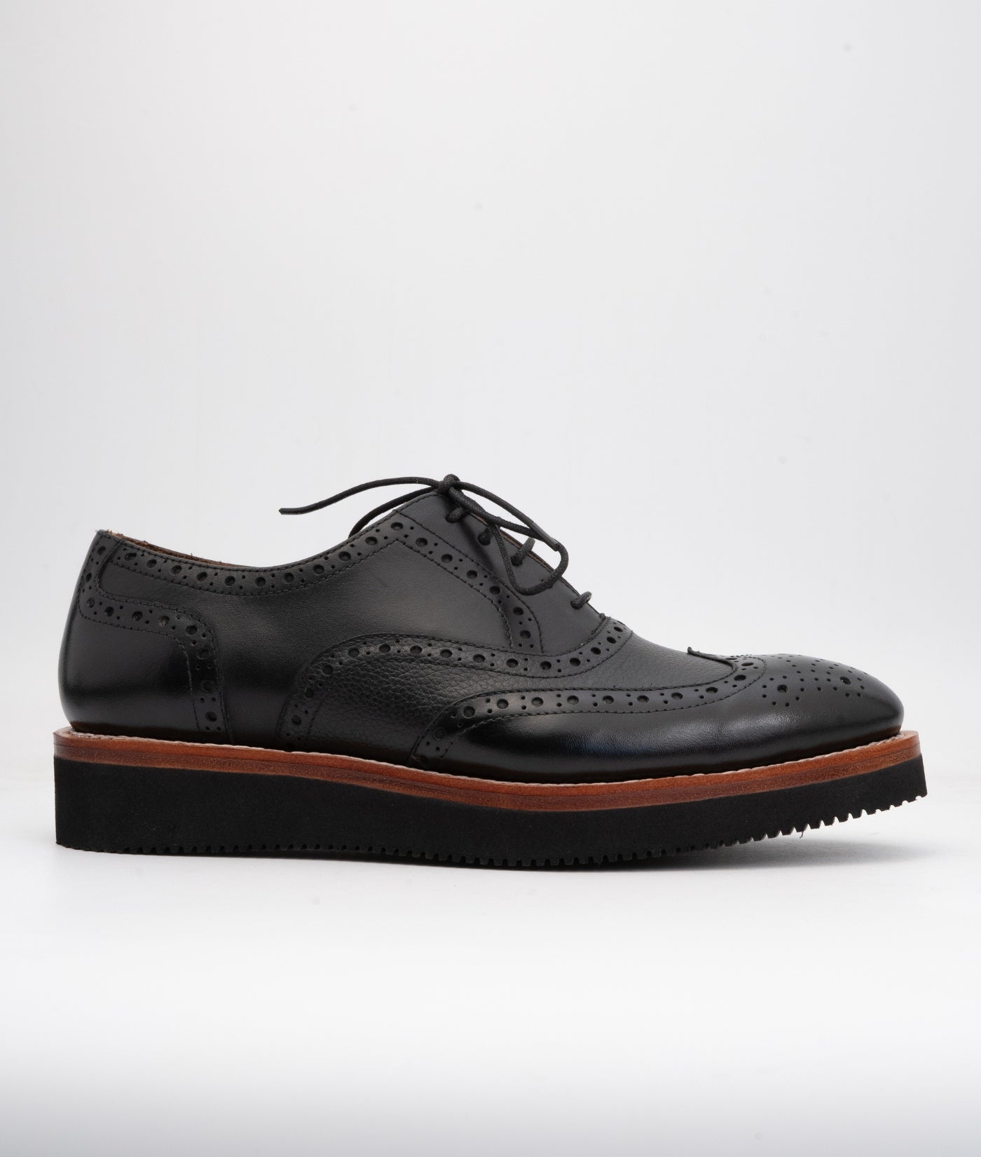 Hand Welted Comfort Black Wingtip Oxfords