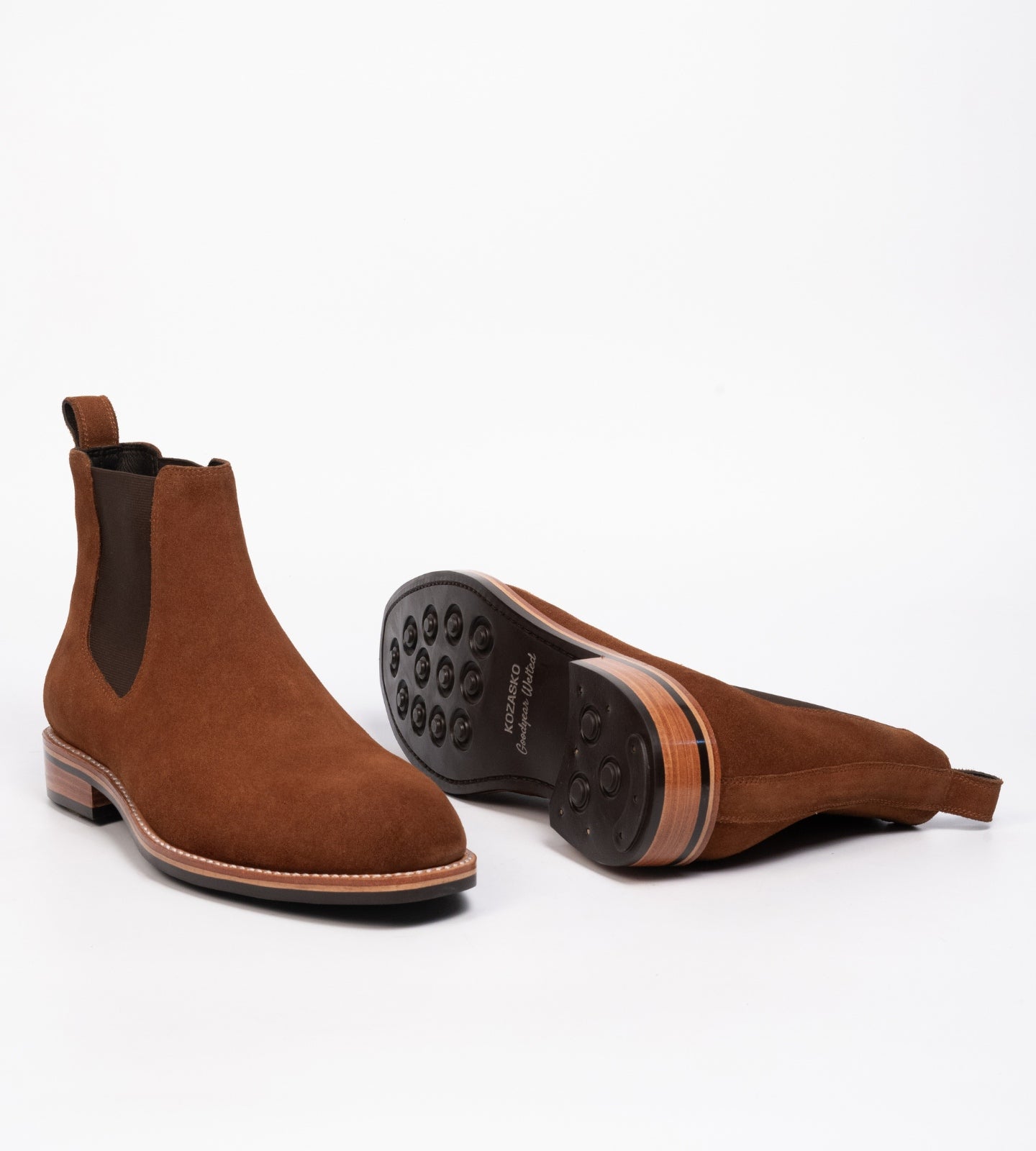 Goodyear Welted Caramel Suede Wholecut Chelsea Boot