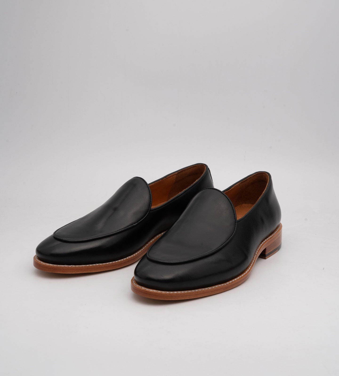 Hand-Welted Black Belgian Slip-Ons