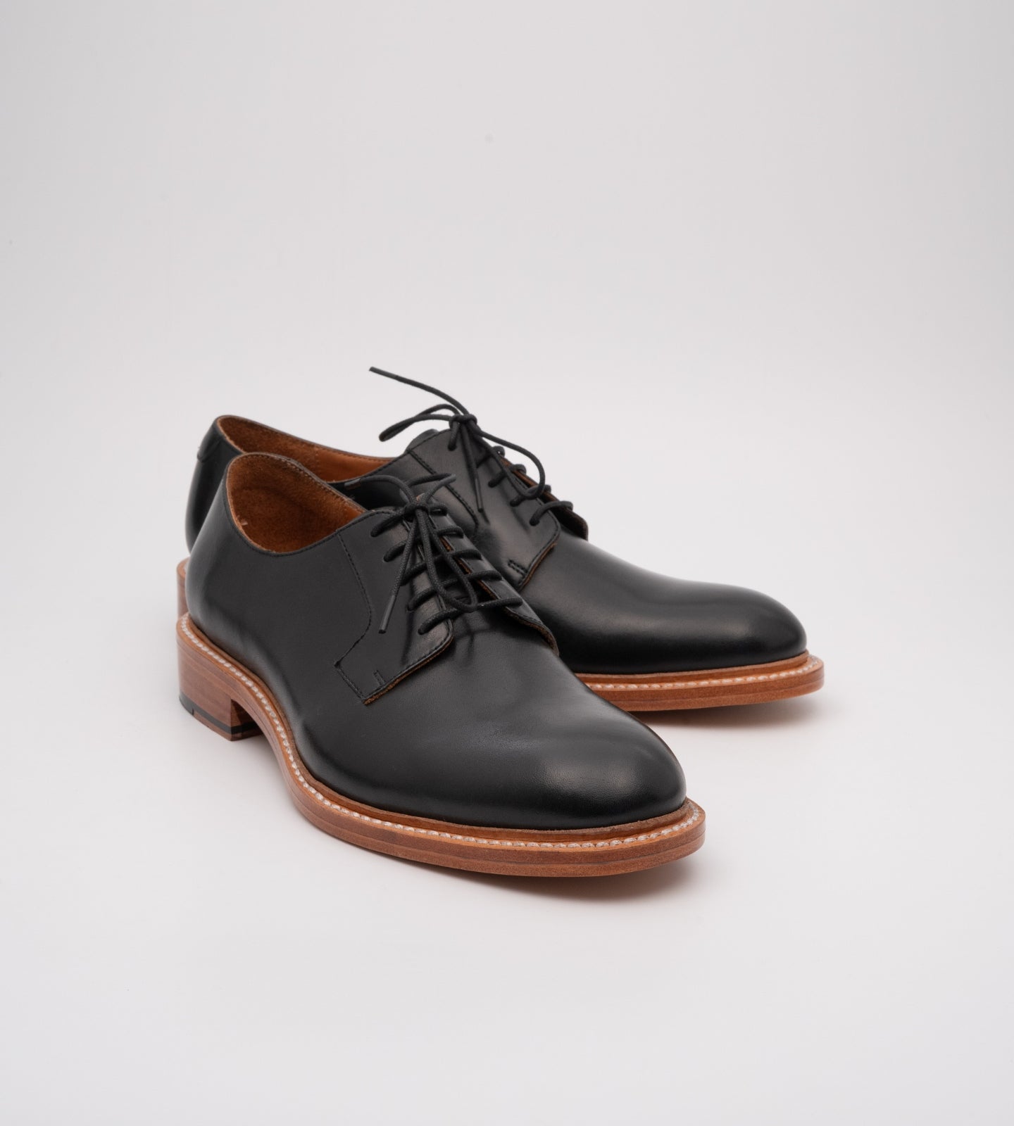 Goodyear Welted Black Plain Toe Blucher
