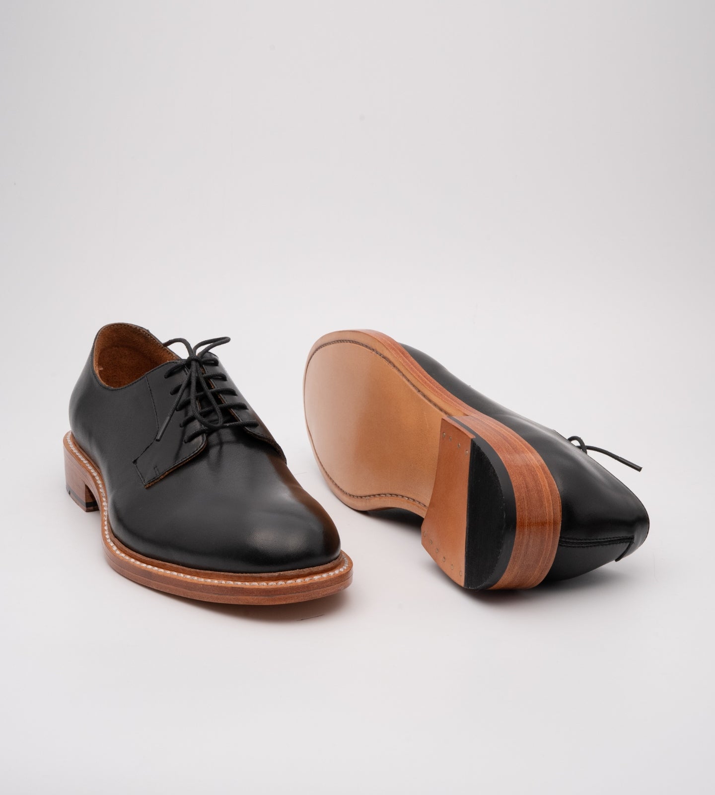 Goodyear Welted Black Plain Toe Blucher