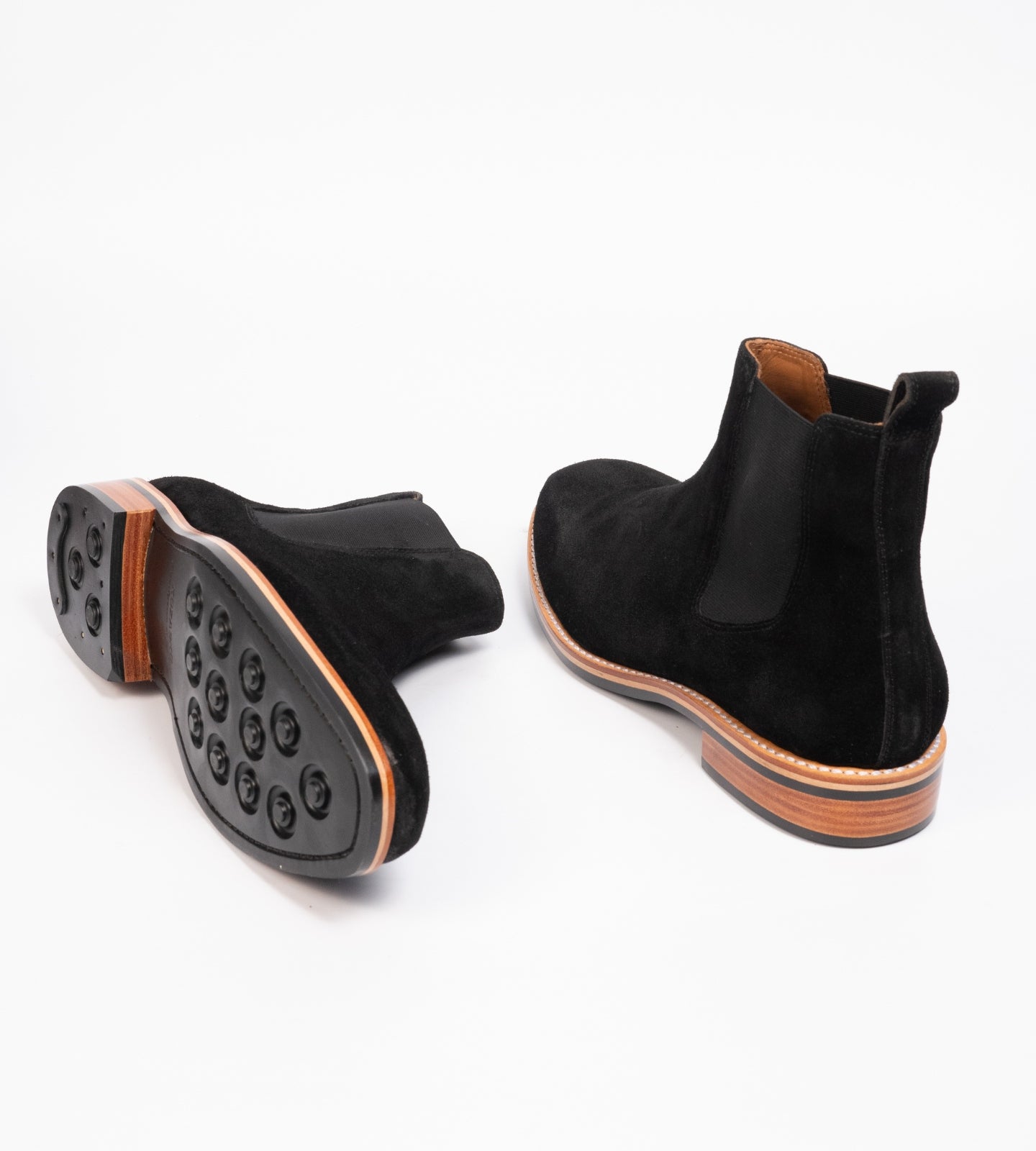 Goodyear Welted Black Suede Wholecut Chelsea Boot
