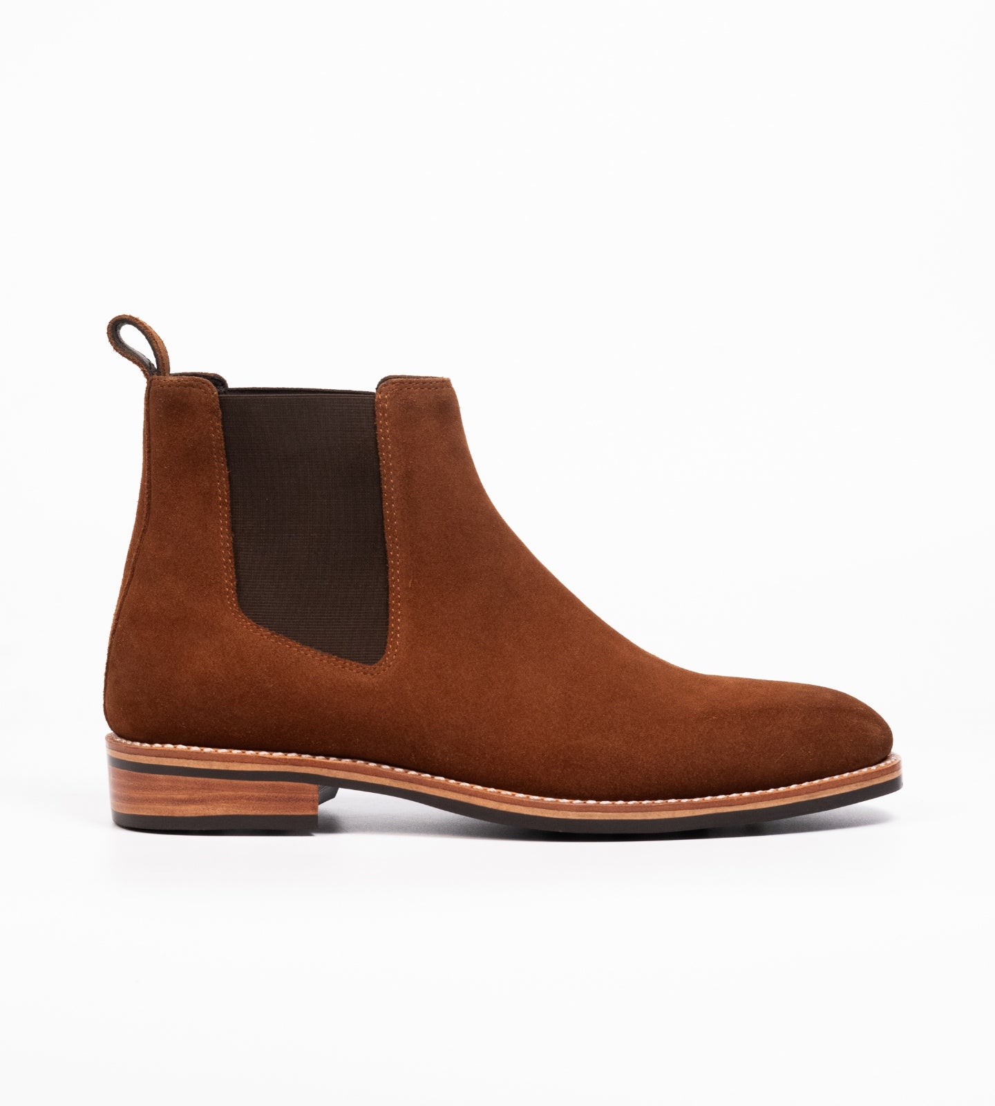 Goodyear Welted Caramel Suede Wholecut Chelsea Boot