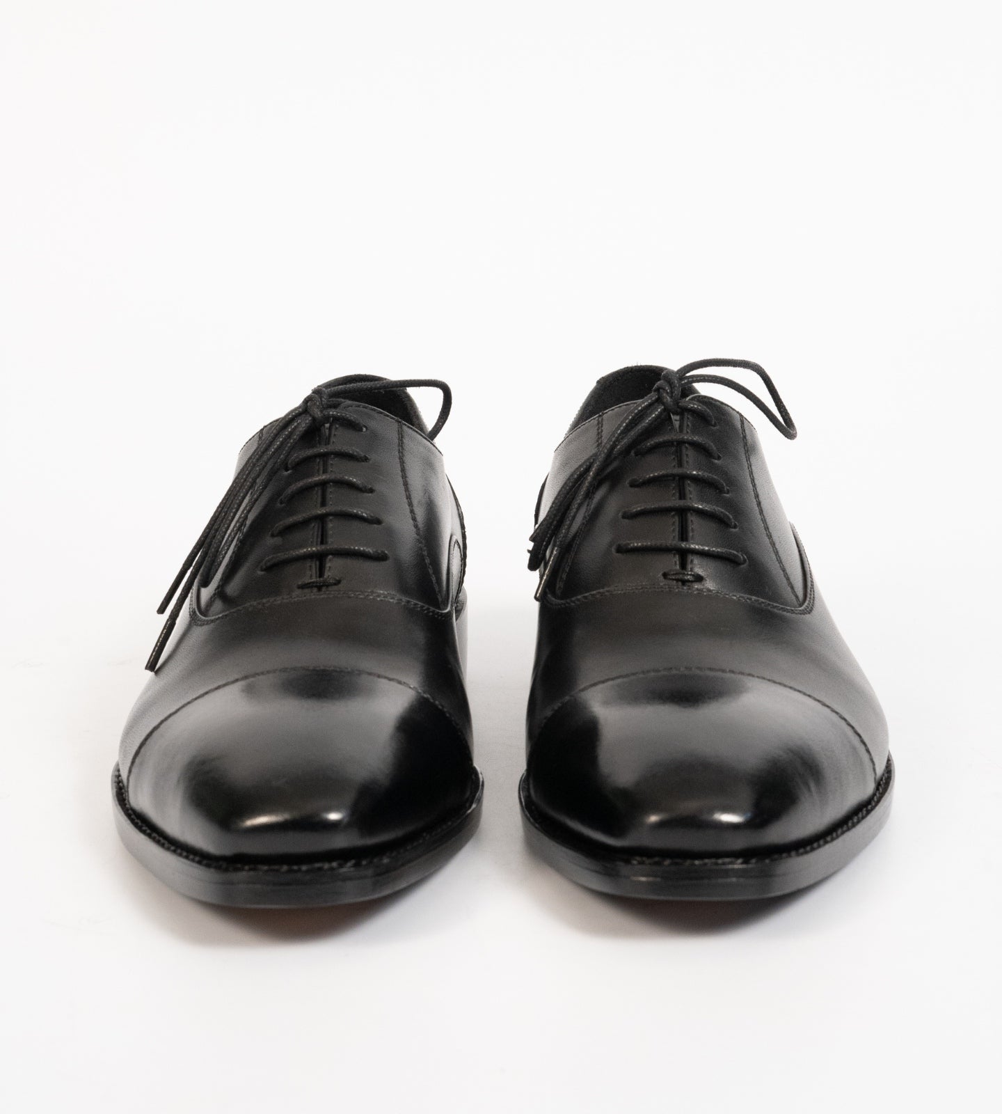 Goodyear Welted Chisel Toe Black Captoe Oxfords