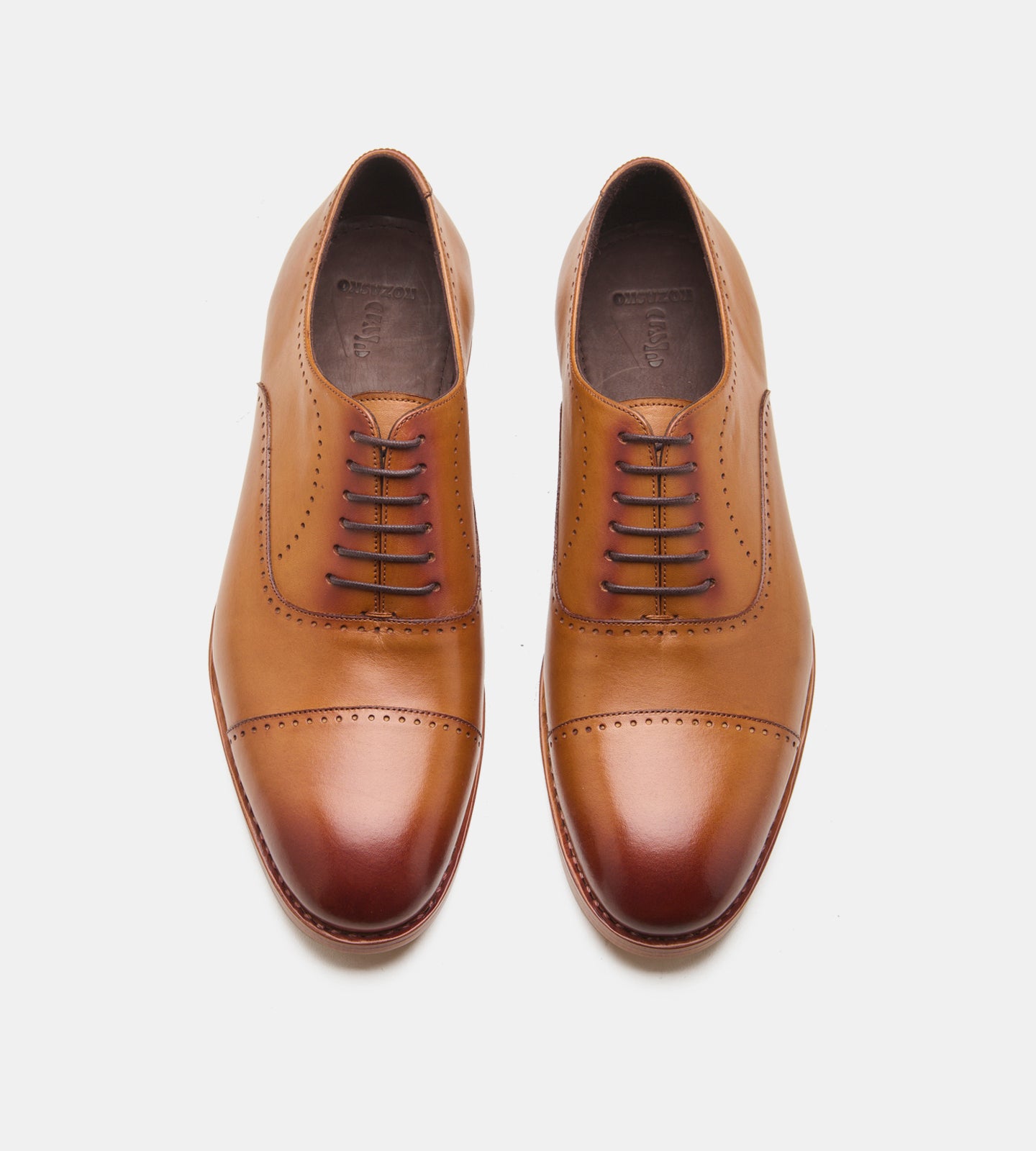 Goodyear Welted Tan Captoe Oxfords with Punches