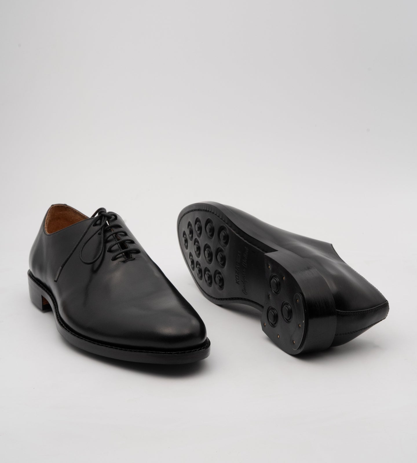 Goodyear Welted Almond Toe Black Wholecut Oxfords