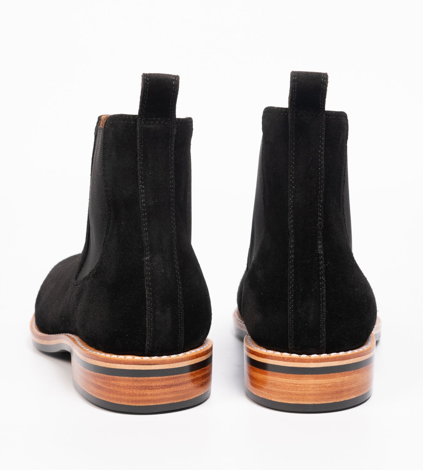 Goodyear Welted Black Suede Wholecut Chelsea Boot