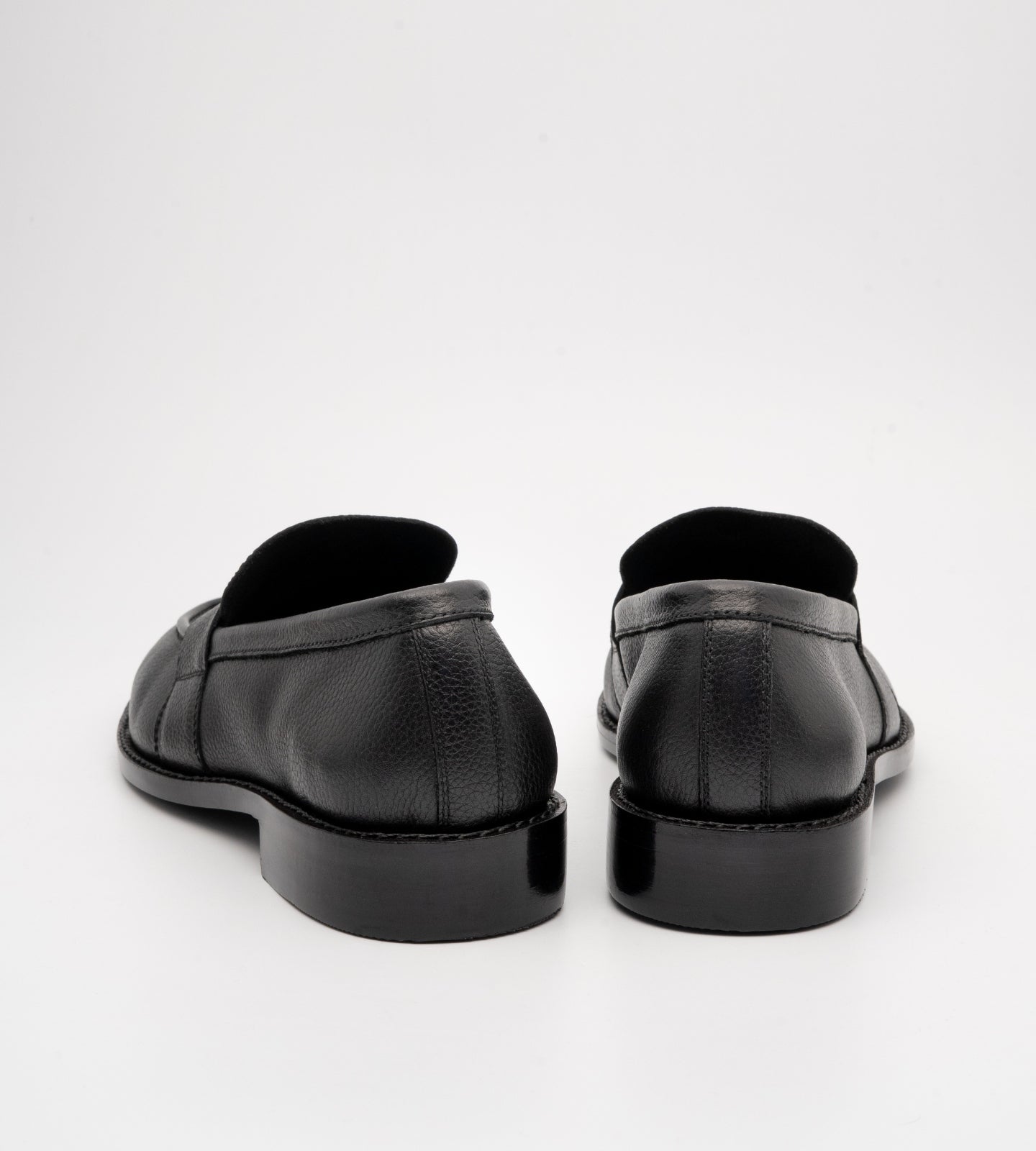 Hand-Welted Unlined Black Milled Leather Penny Loafer