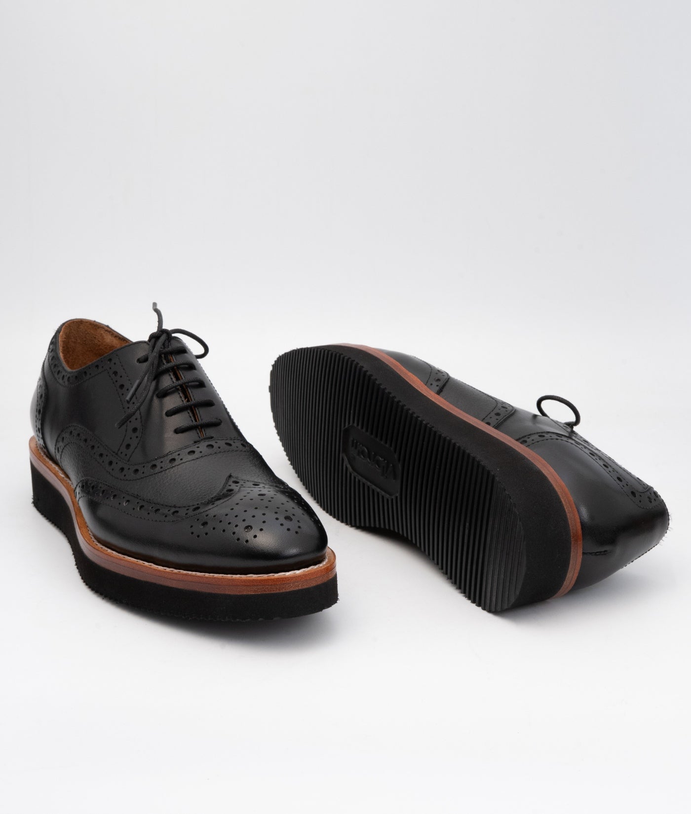 Hand Welted Comfort Black Wingtip Oxfords
