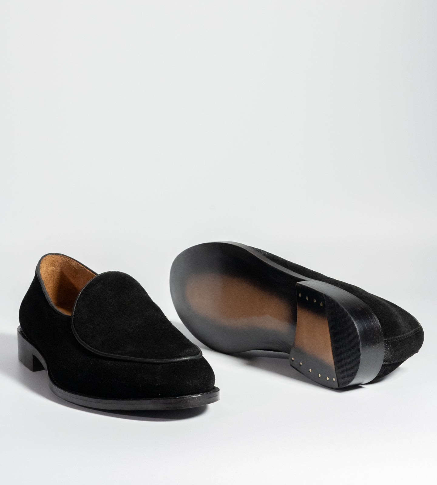 Goodyear Welted Black Suede Belgian Loafer