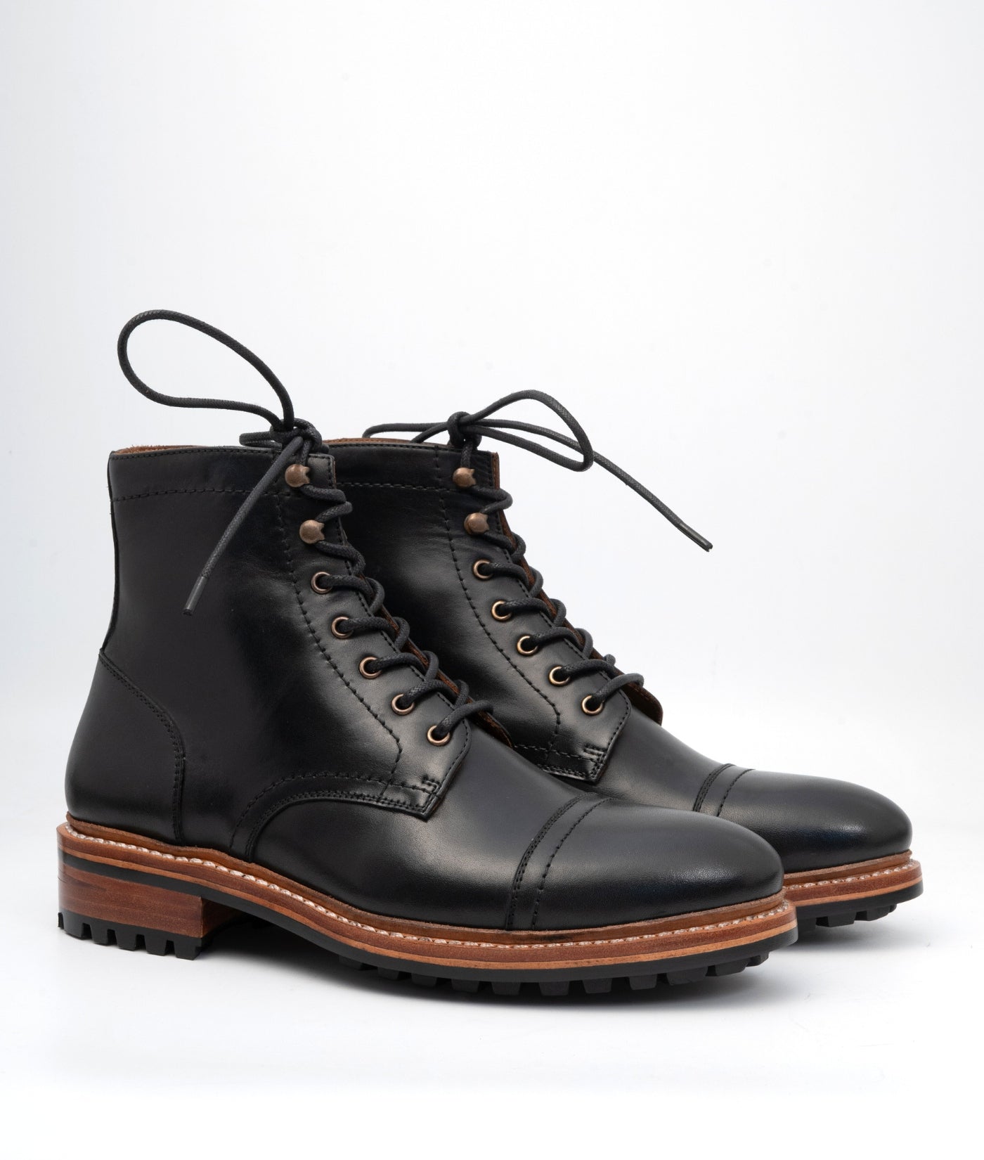 Hand Welted Classic Black Captoe Boot