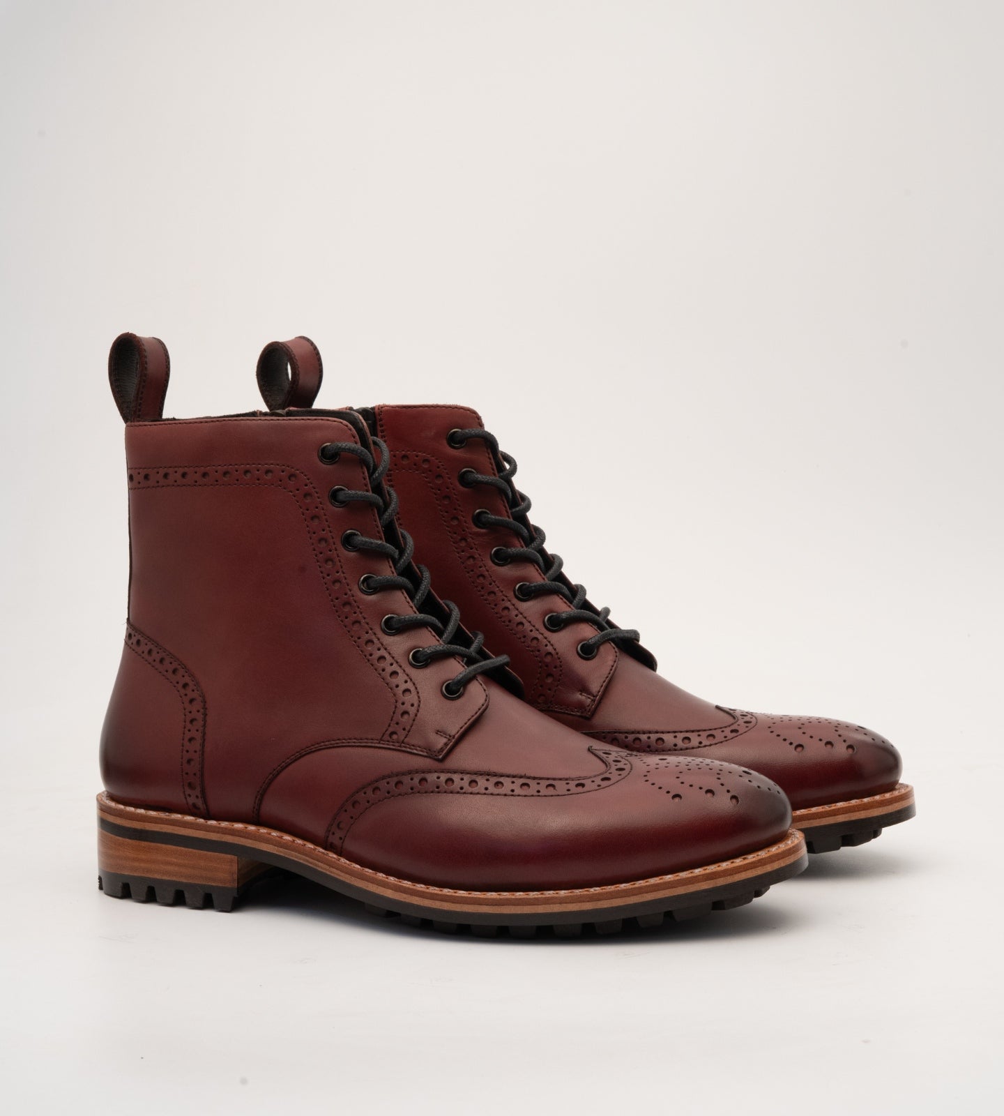 Goodyear Welted Burgundy Brogue Zipper Boot