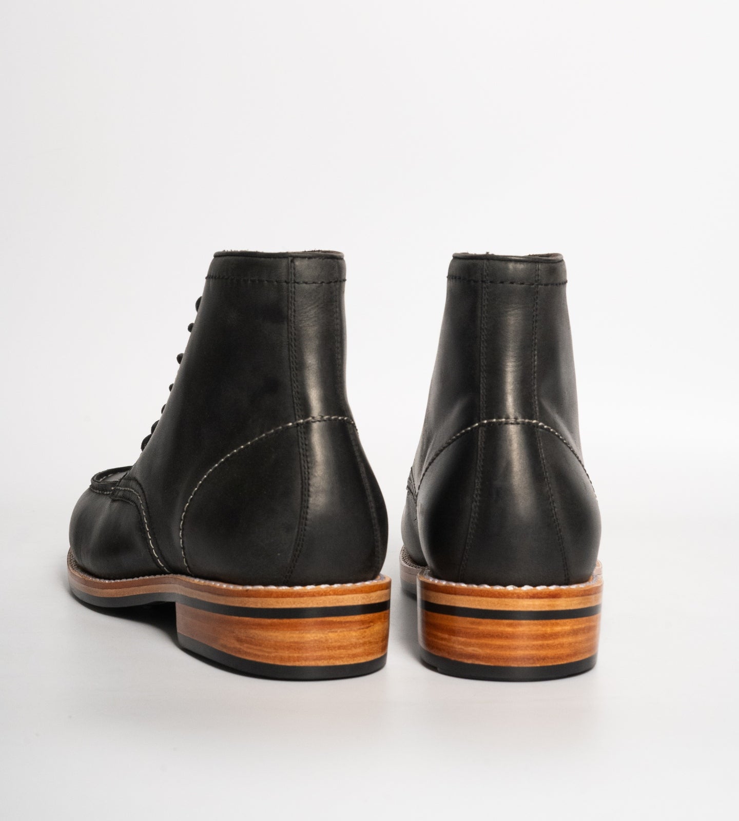 Goodyear Welted Black Oiled Leather Moctoe Boot