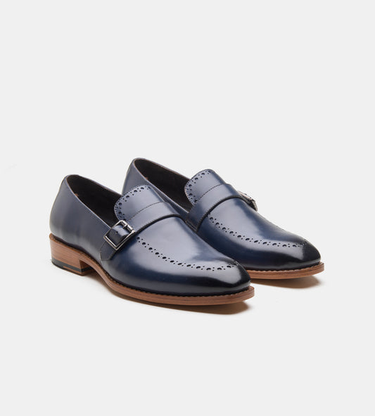 Goodyear Welted Navy Strap Loafer