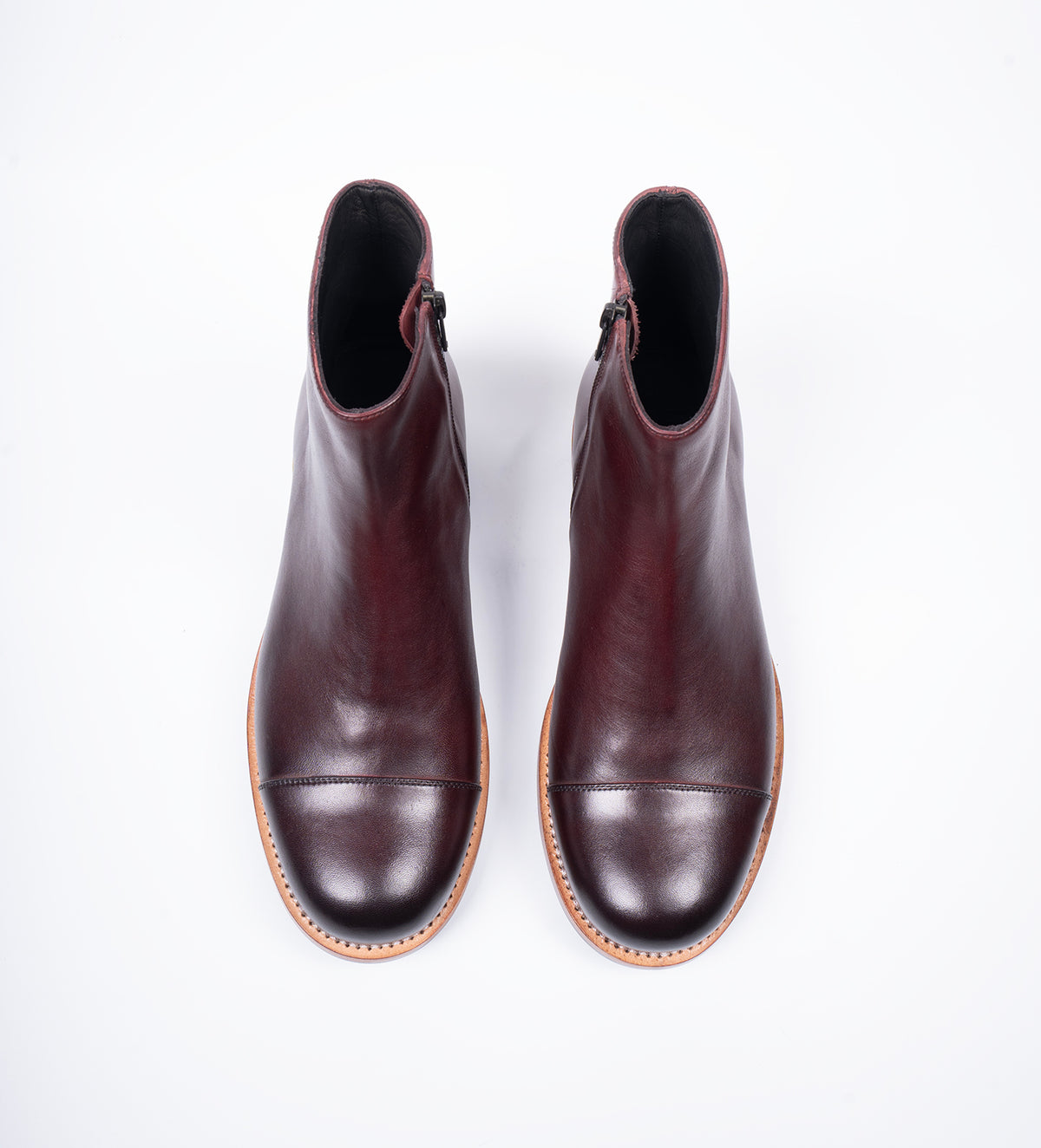 The Arden - Handwelted Burgundy Zipper Chelsea Boot