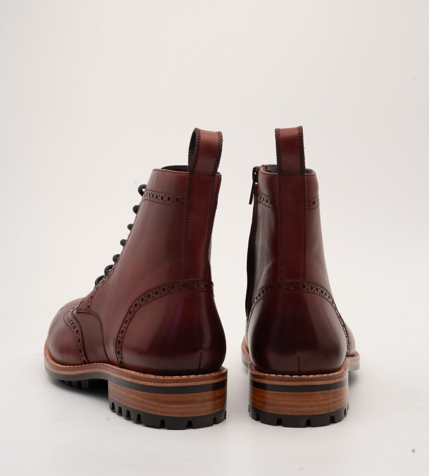 Goodyear Welted Burgundy Brogue Zipper Boot